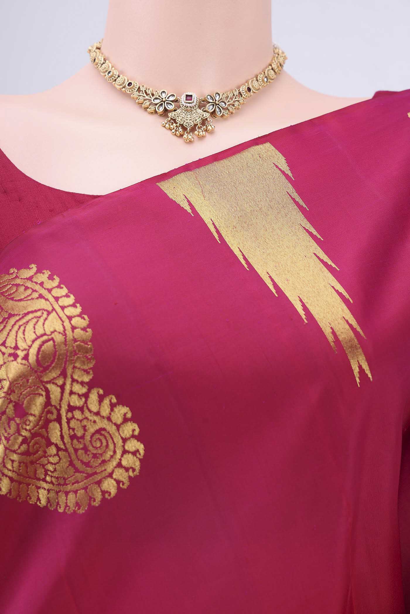 Pink Dual Tone Kanjivaram Silk Saree - Image 2