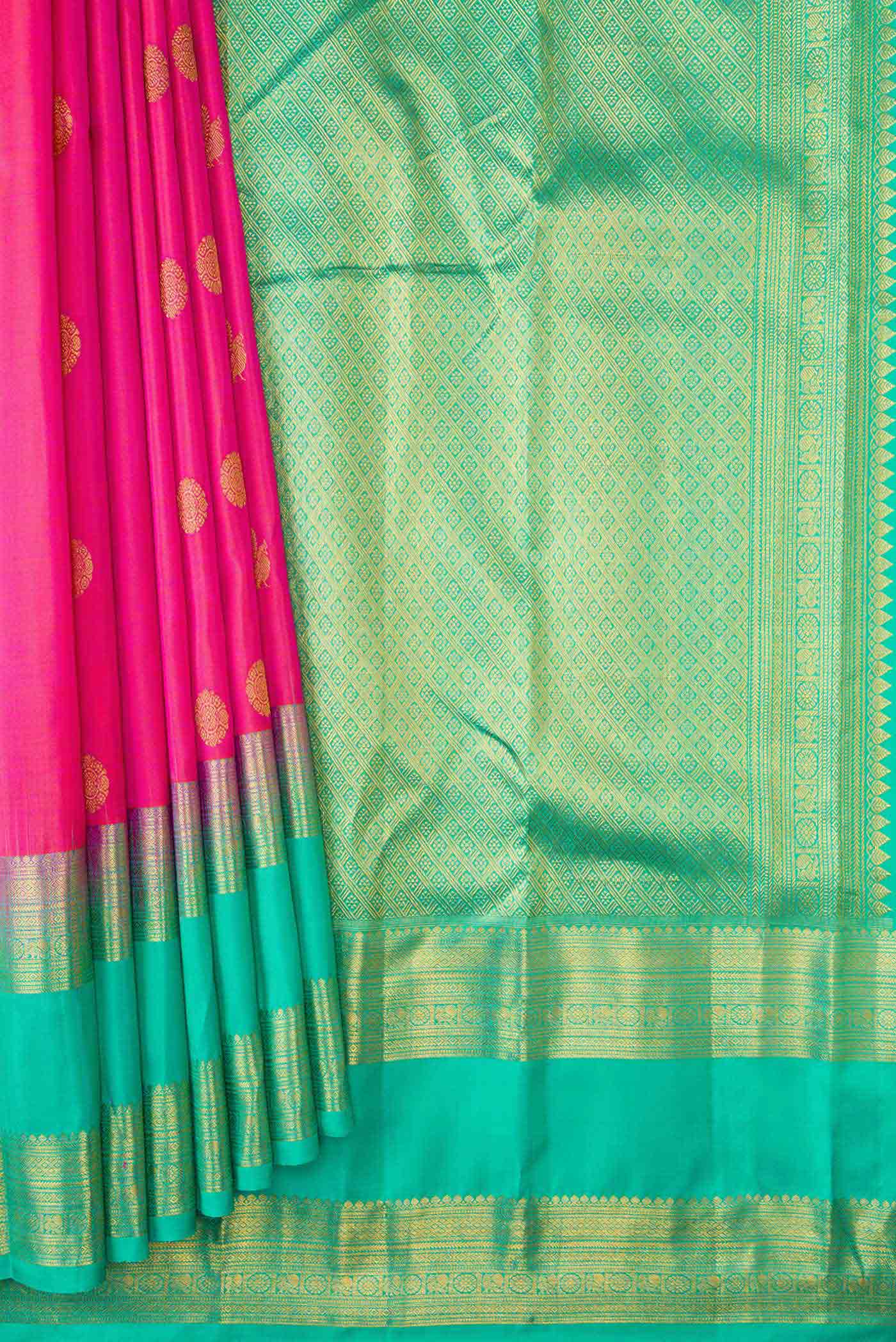 Pink Dual Tone Kanjivaram Silk Saree - Image 4