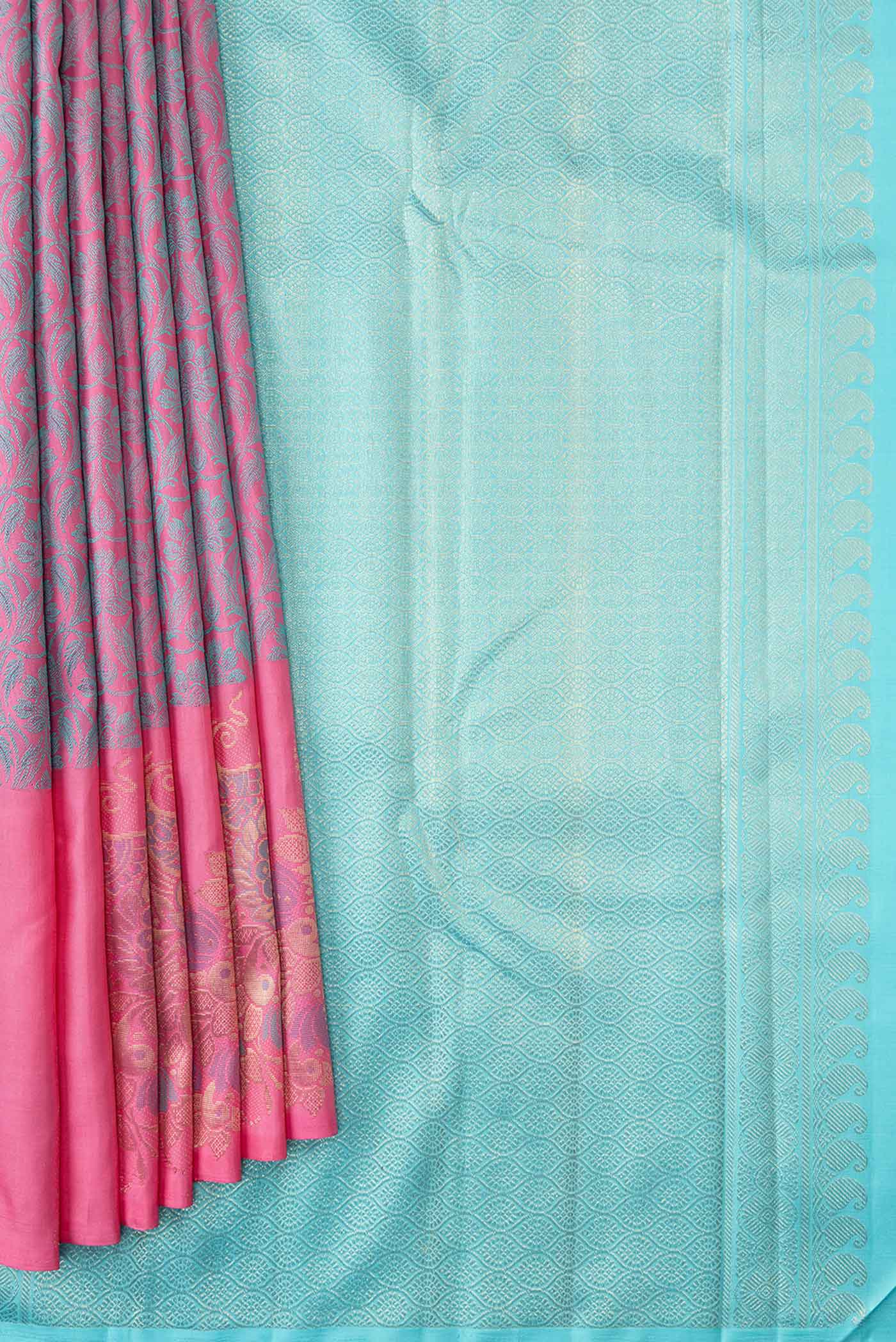 Pink Dual Tone Kanchipuram Silk Saree - Image 4