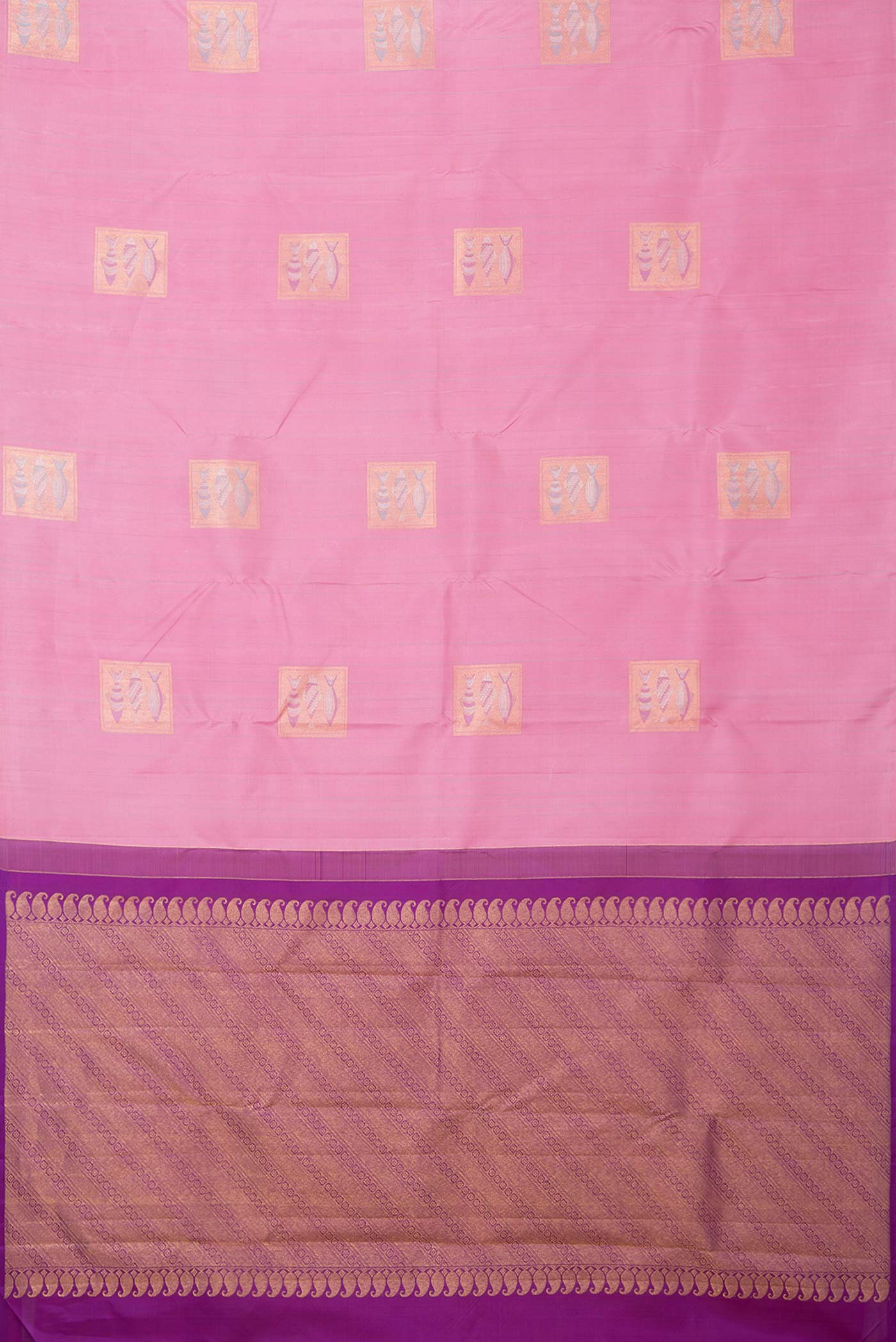 Pink Dual Tone Kanjivaram Silk Saree - Image 6