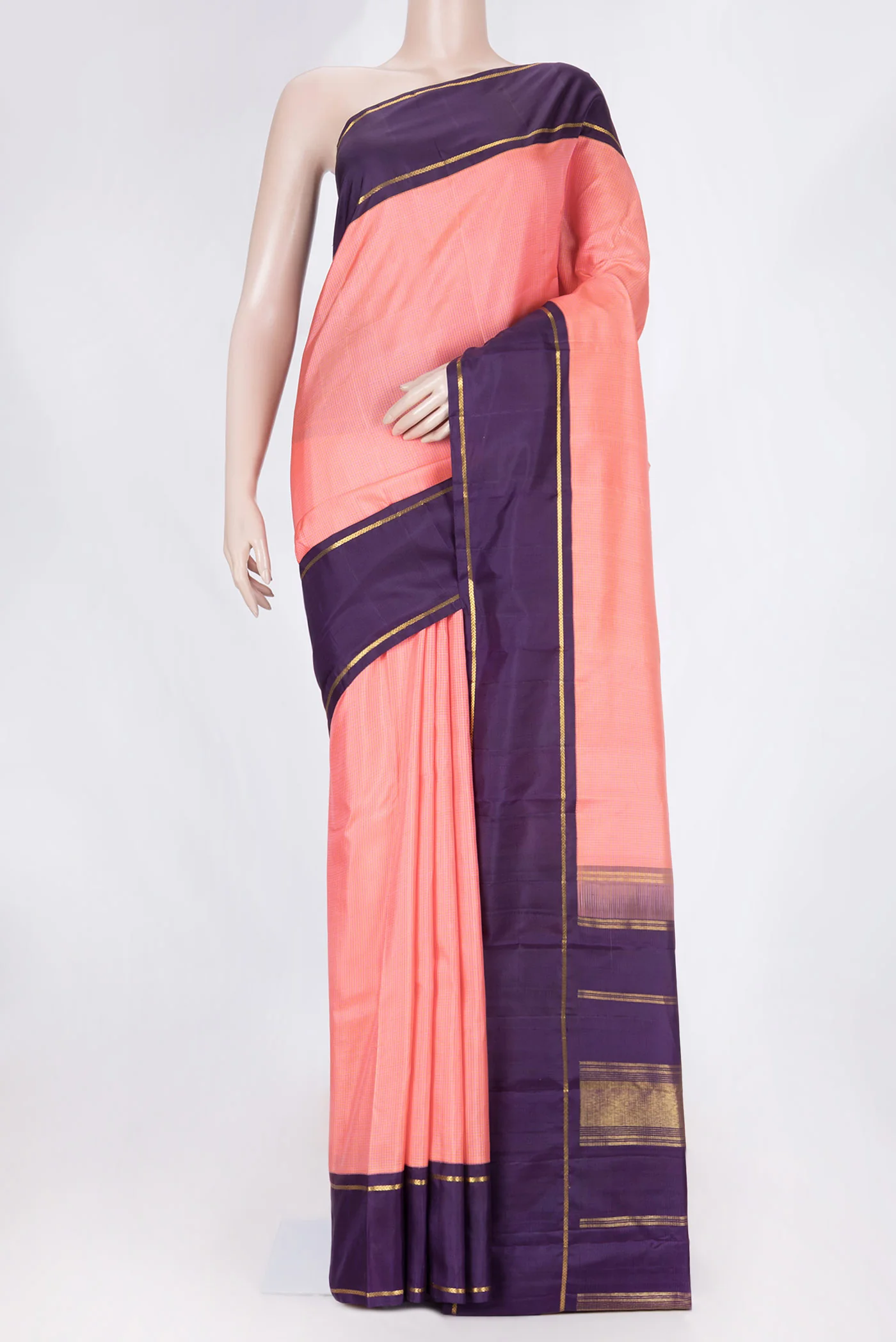 Peach Kanjivaram Silk Saree
