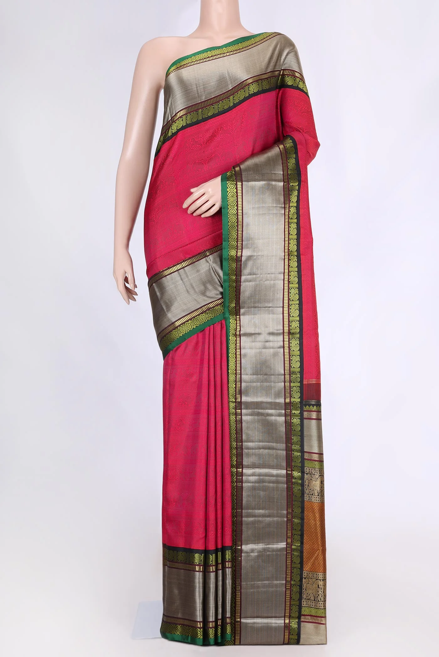 Pink Dual Tone Kanjivaram Silk Saree
