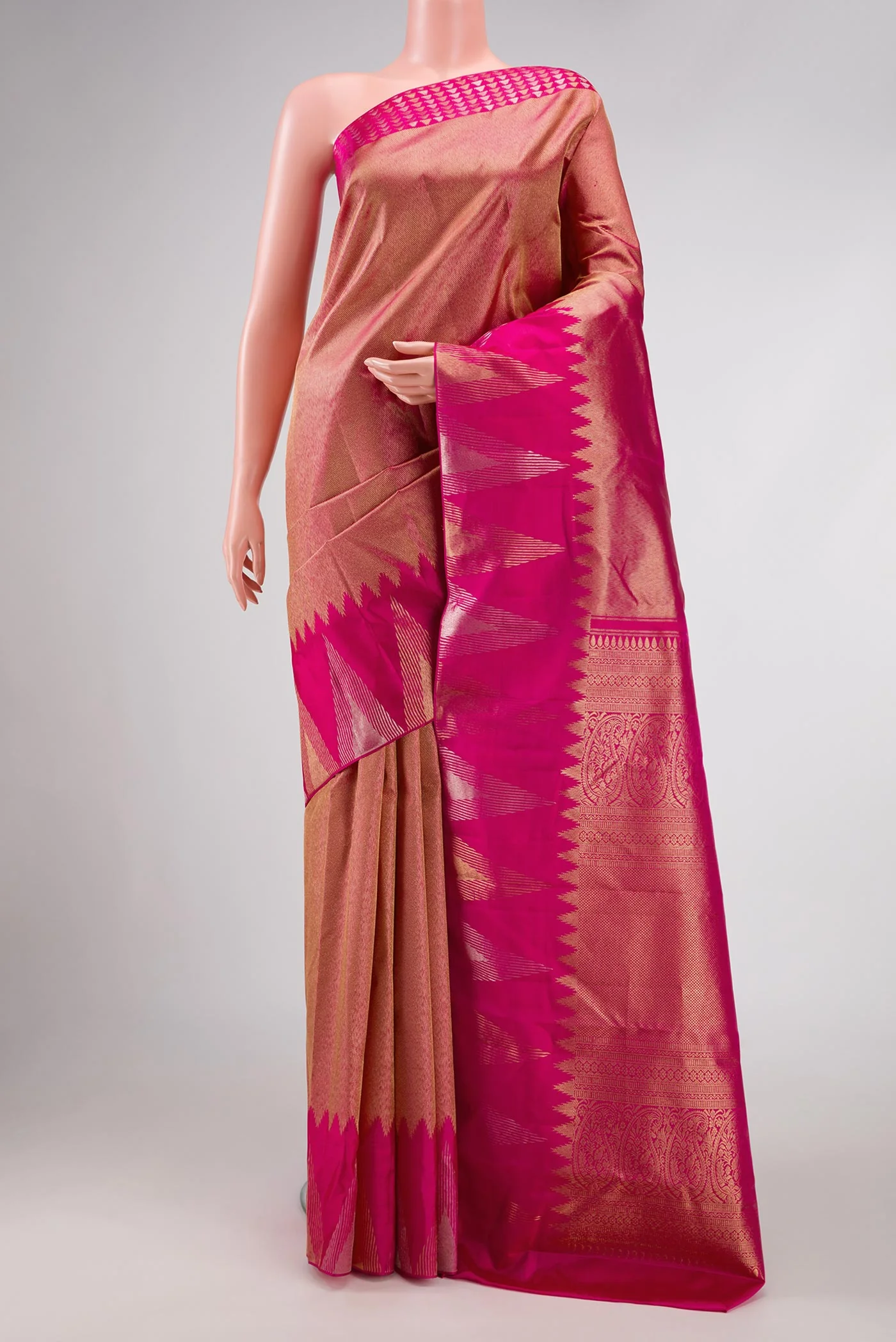 Pink Dual Tone Kanjivaram Silk Saree