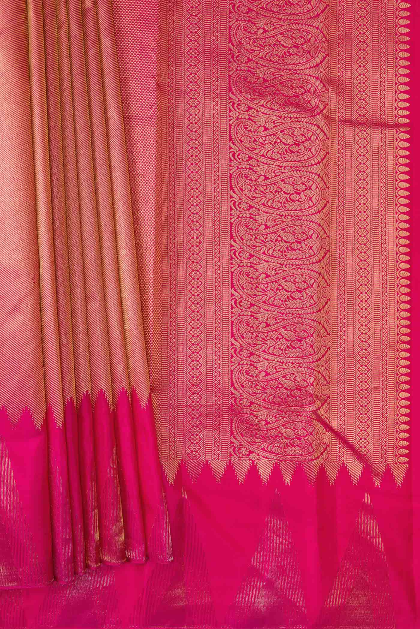Pink Dual Tone Kanjivaram Silk Saree - Image 4