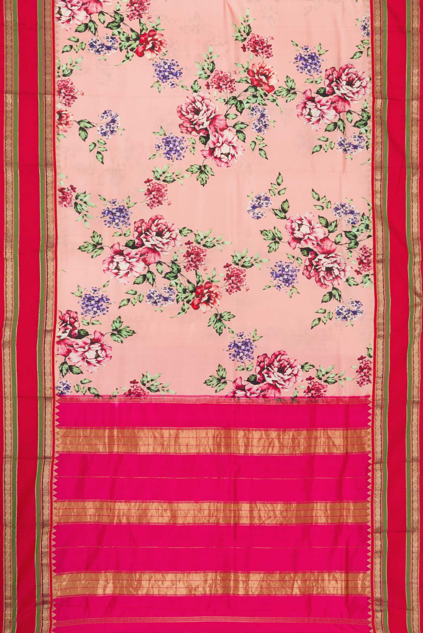 Coral Kanchipuram Silk Saree - Image 6