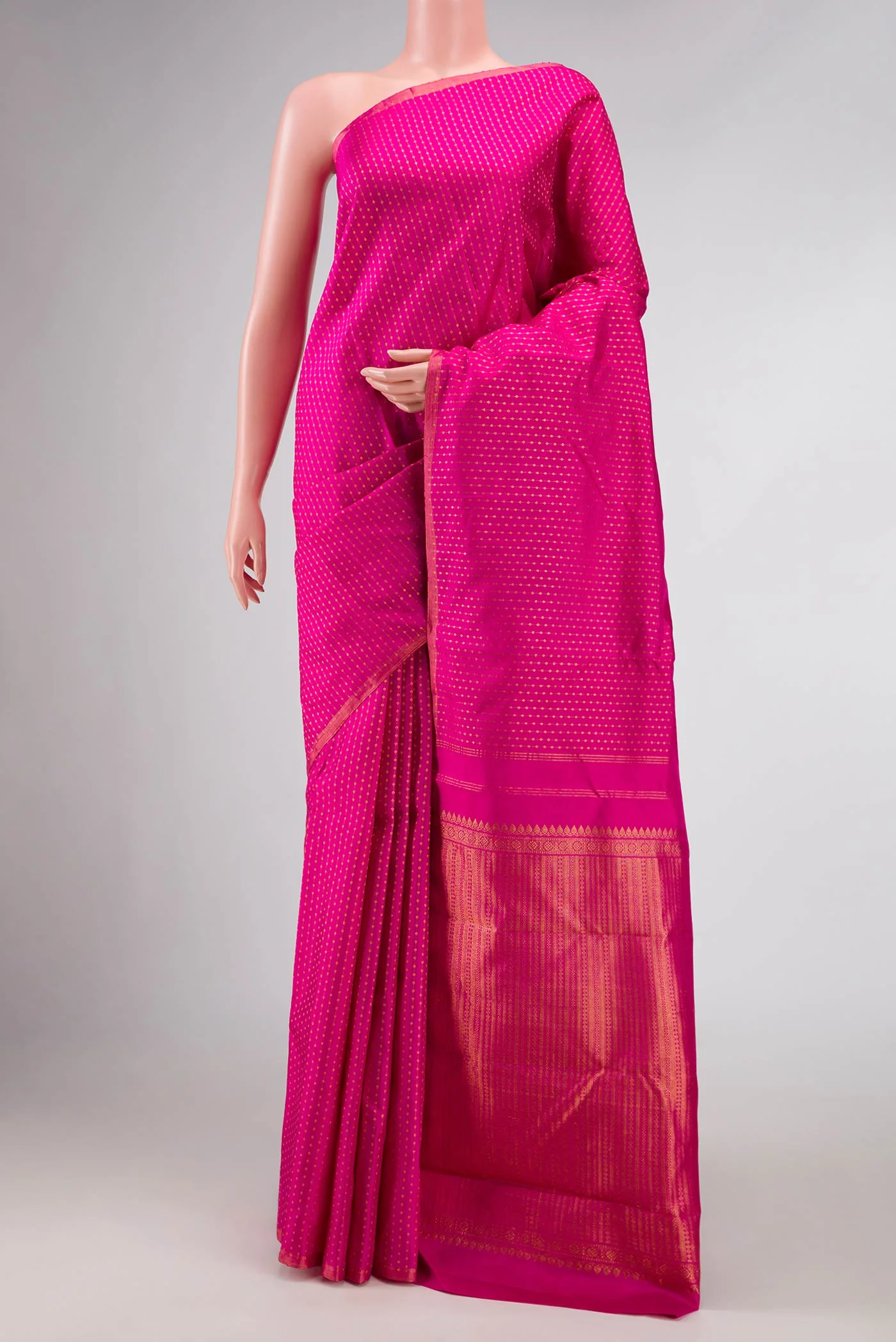 Pink Dual Tone Kanchipuram Silk Saree