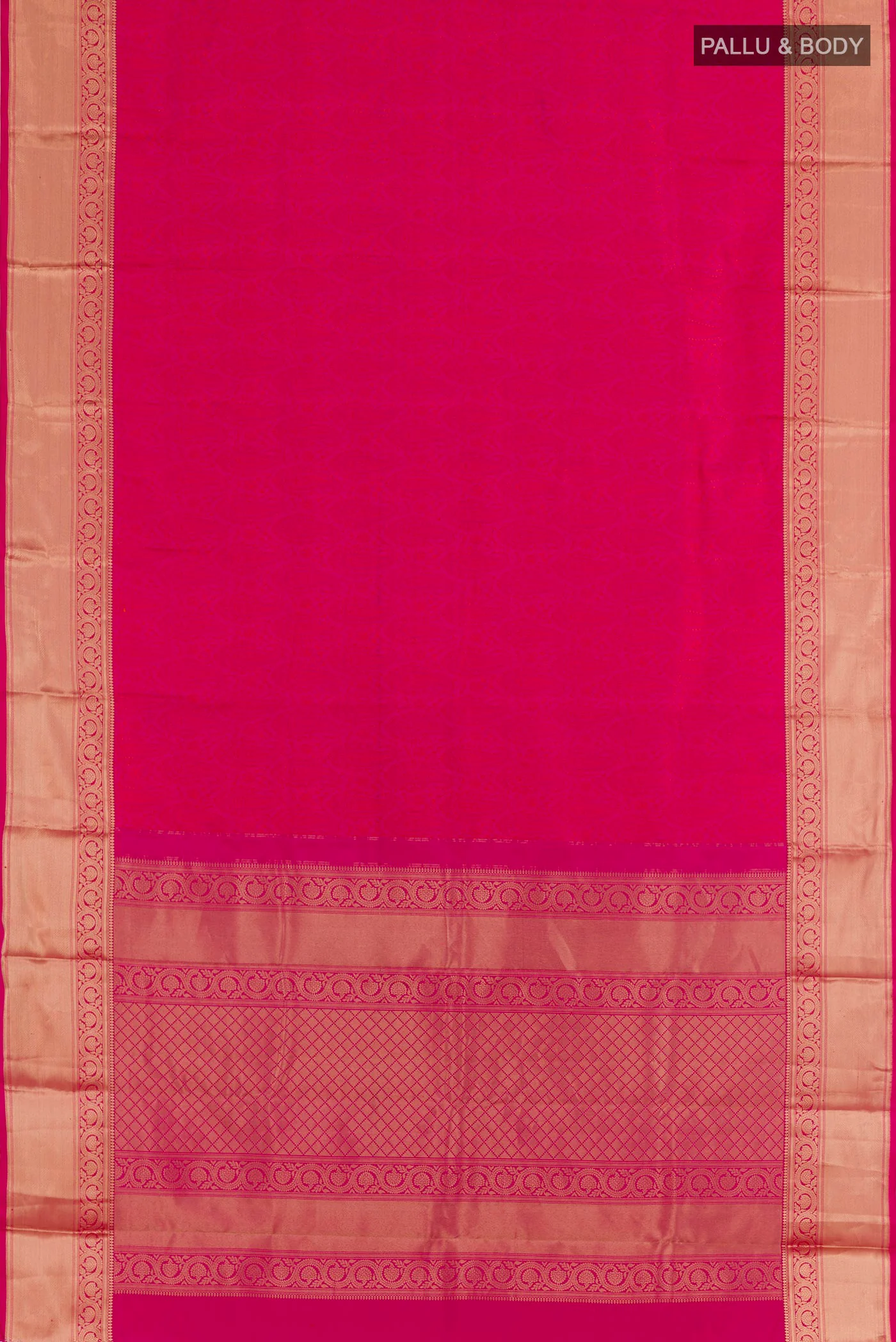 Pink with Orange Color Kanchipuram Silk Saree - Image 3