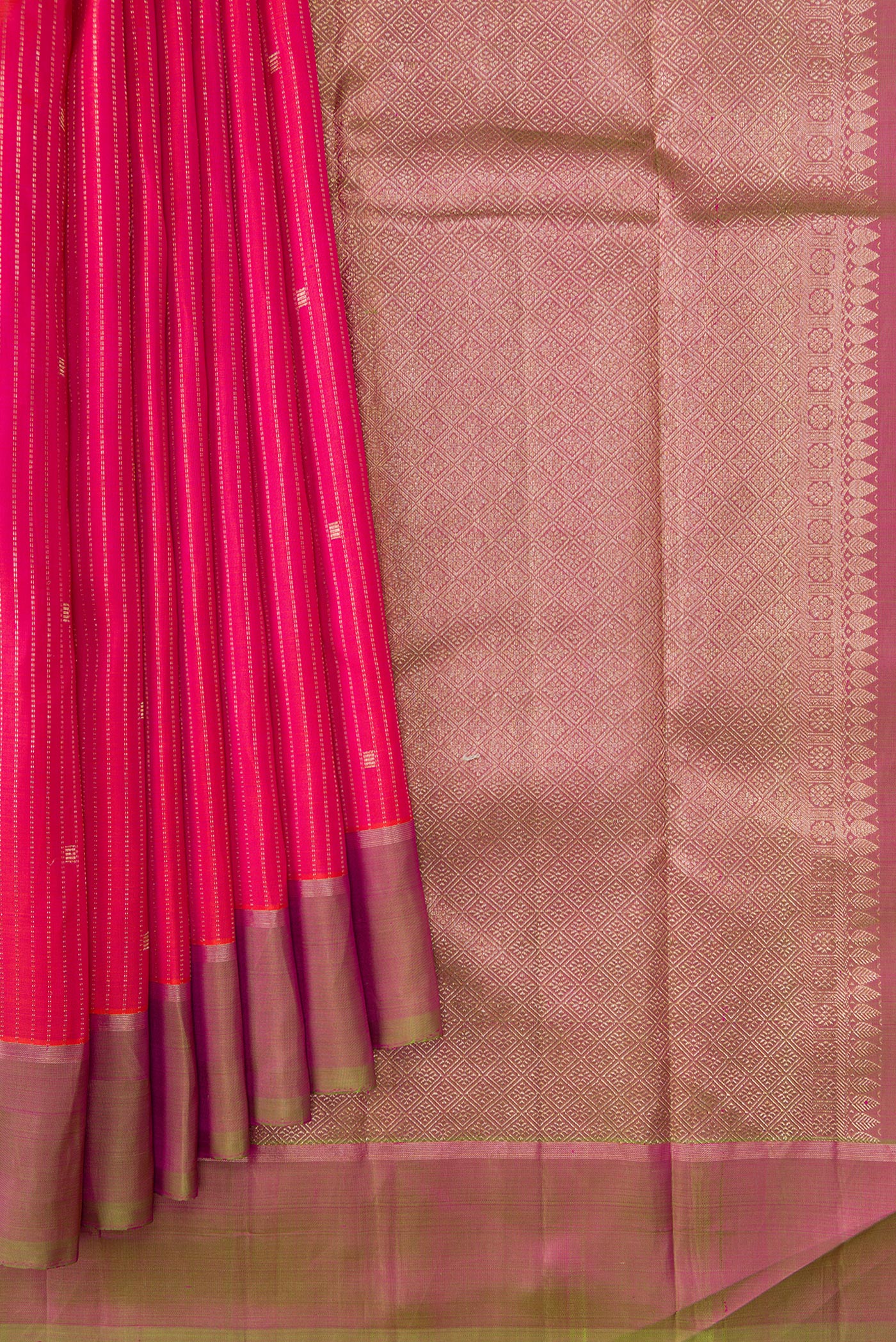 Pink with Orange Color Kanchipuram Silk Saree - Image 4