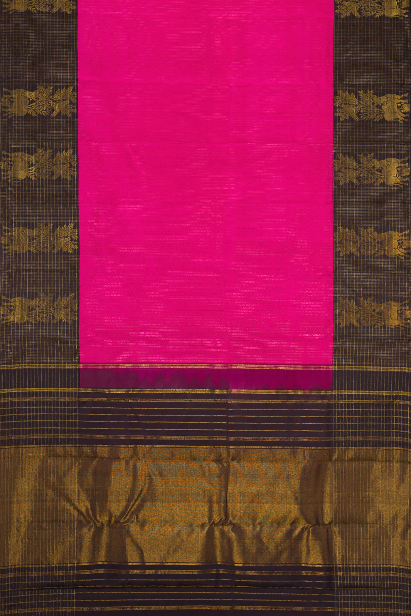 Pure Silk Pure Zari Pink Kanchipuram Saree - Image 6