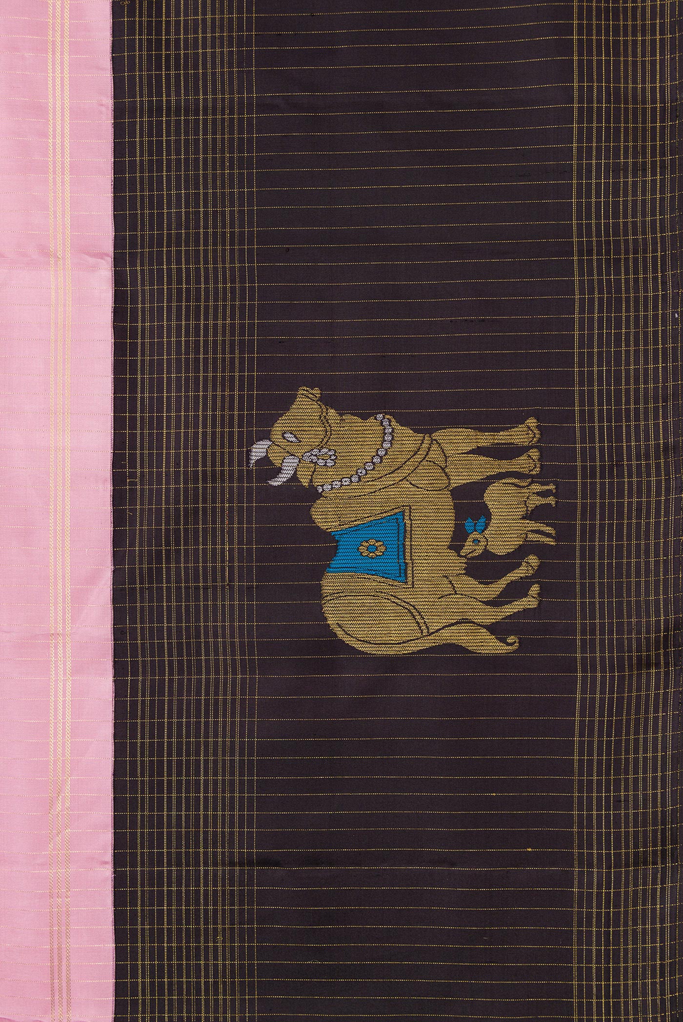 Rose pink Kanchipuram Silk Saree - Image 3