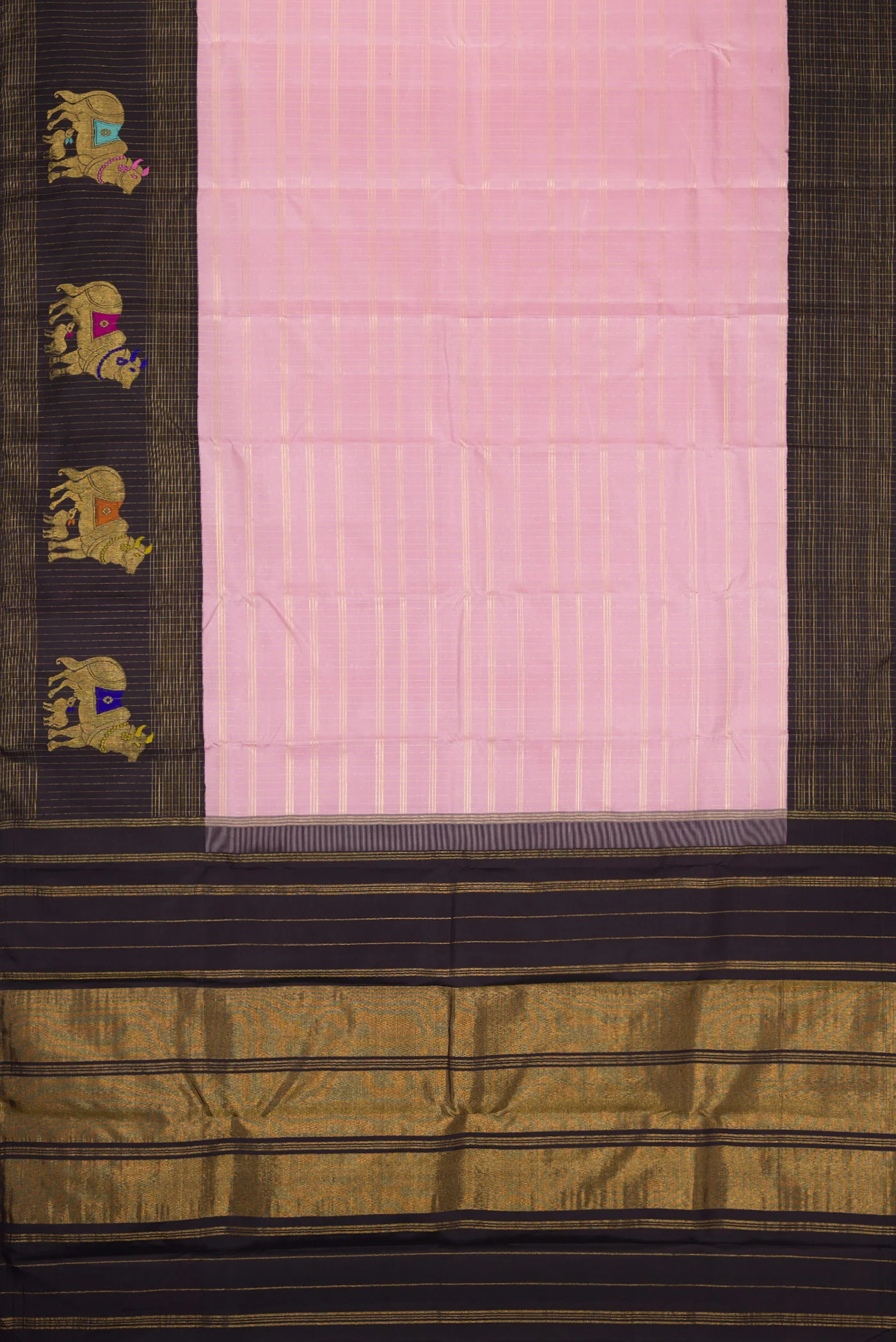 Rose pink Kanchipuram Silk Saree - Image 6