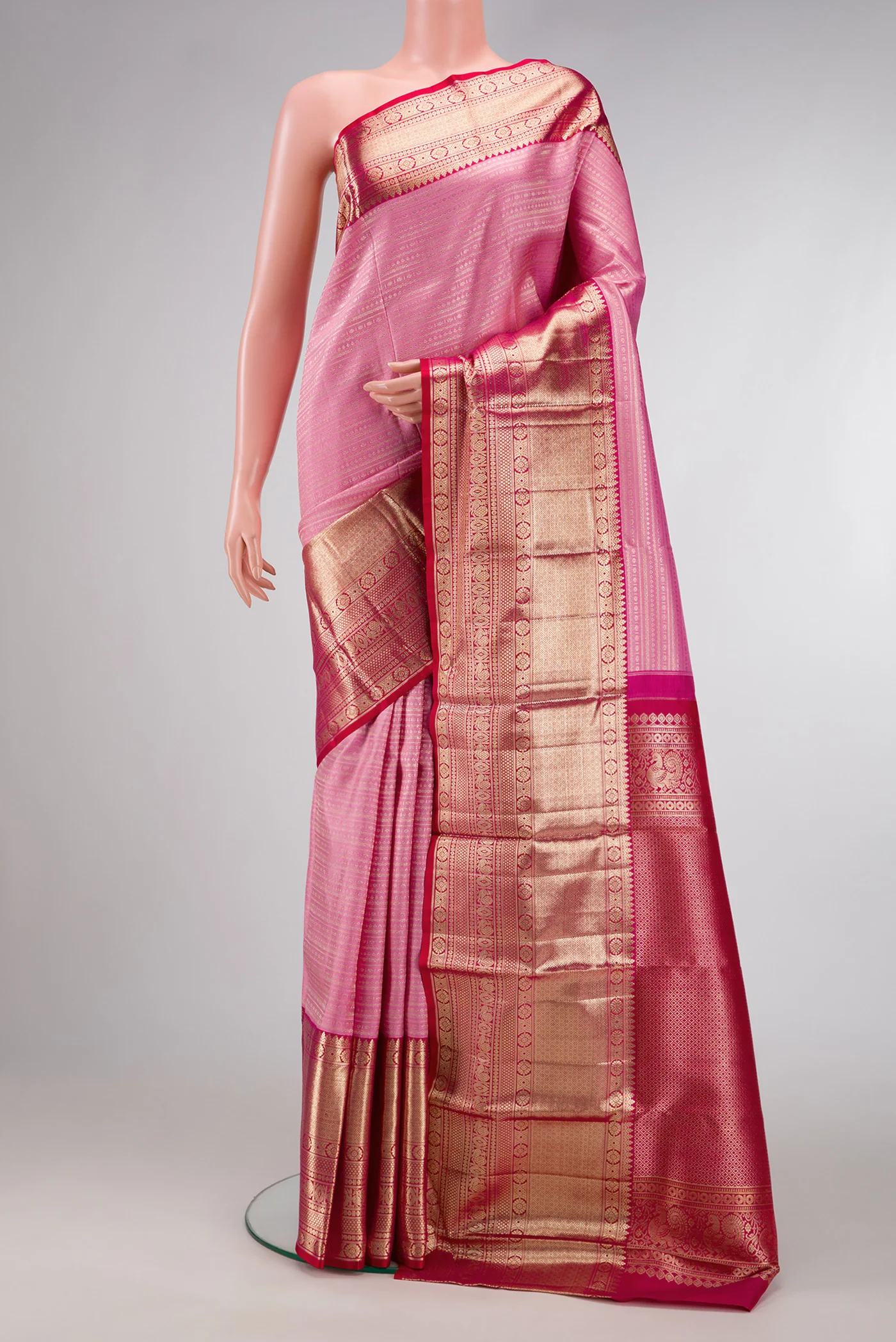 Pink Kanchipuram Silk Saree - Image 2