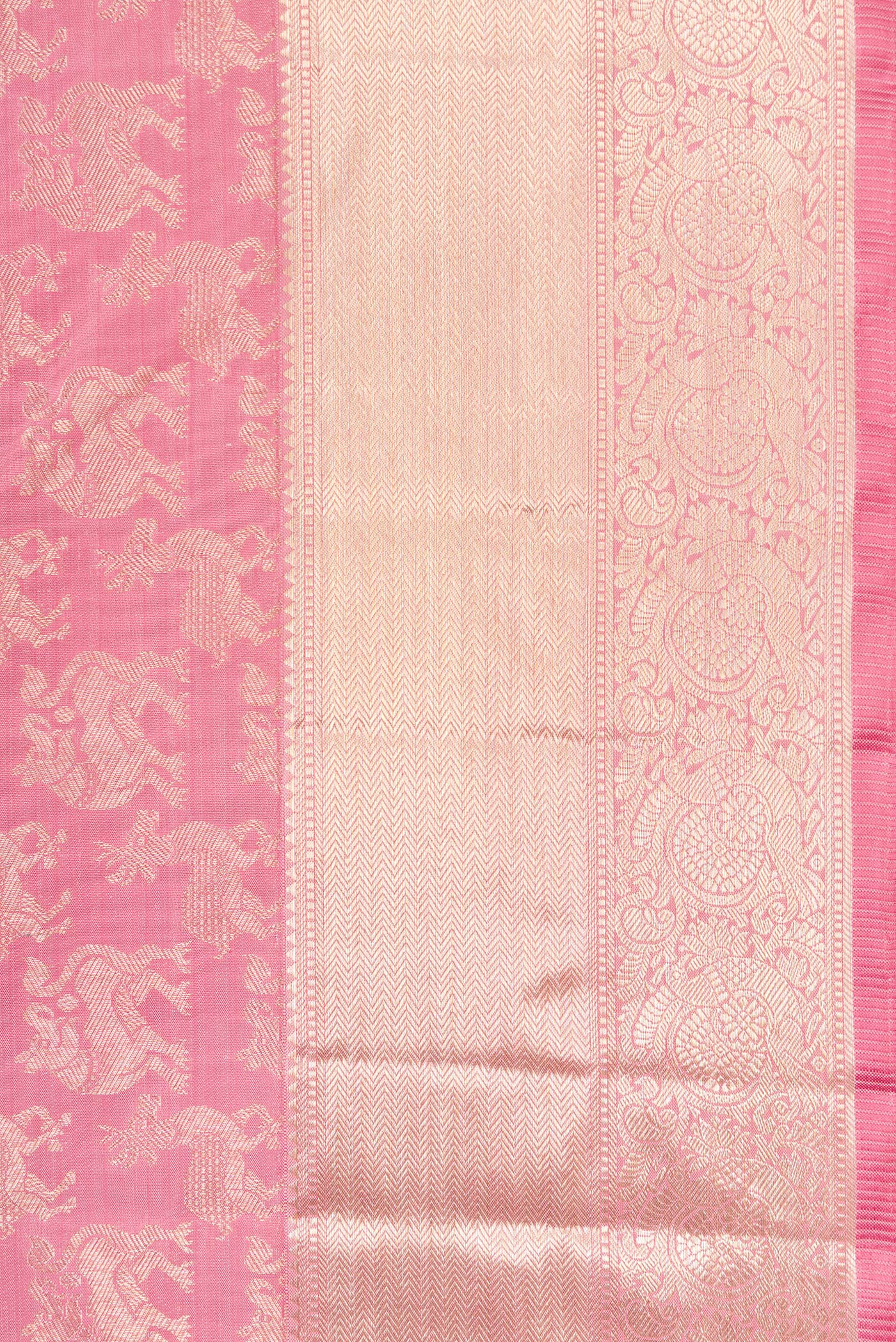 Rose pink Kanchipuram Silk Saree - Image 3