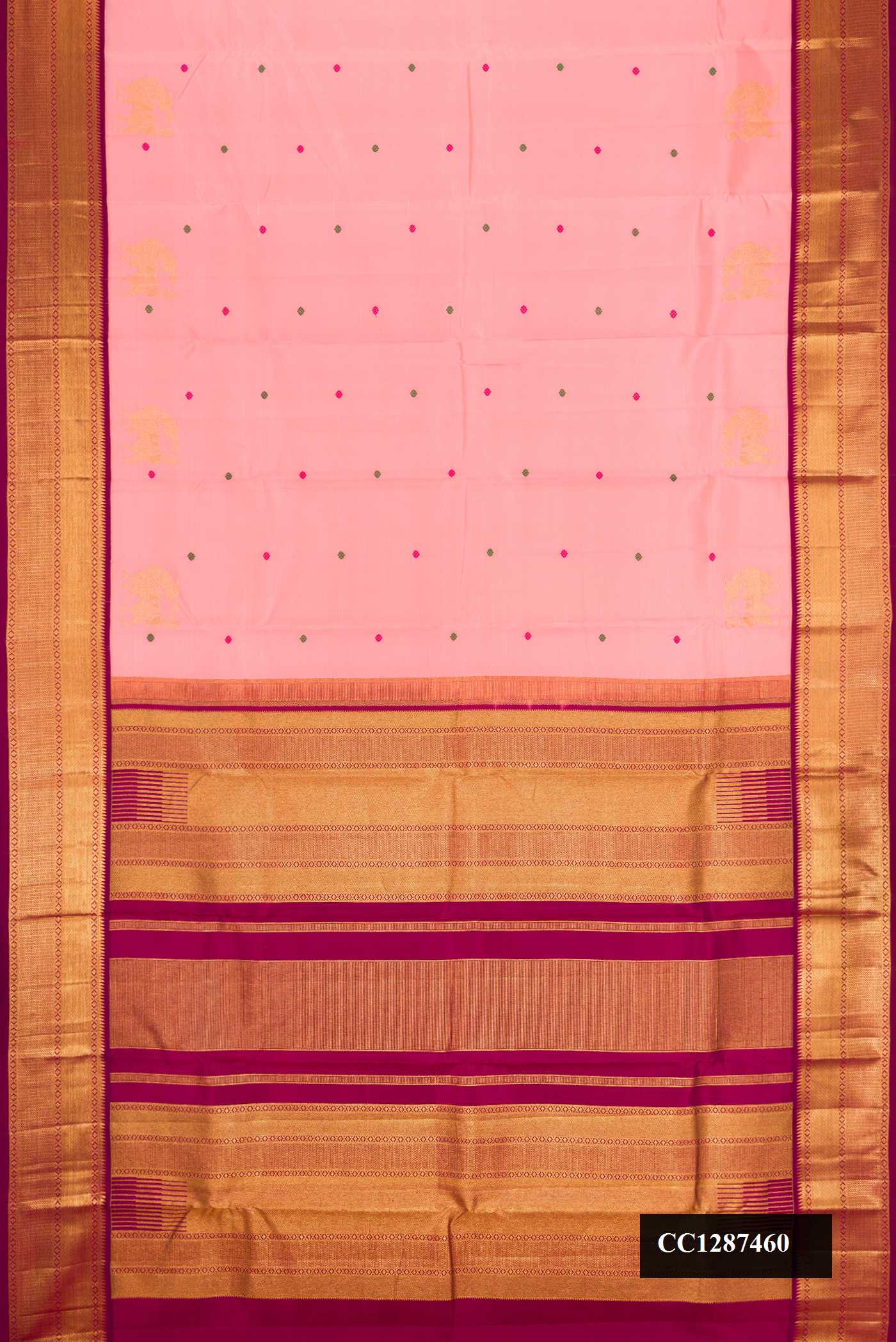 Pink Dual Tone Kanchipuram Silk Saree