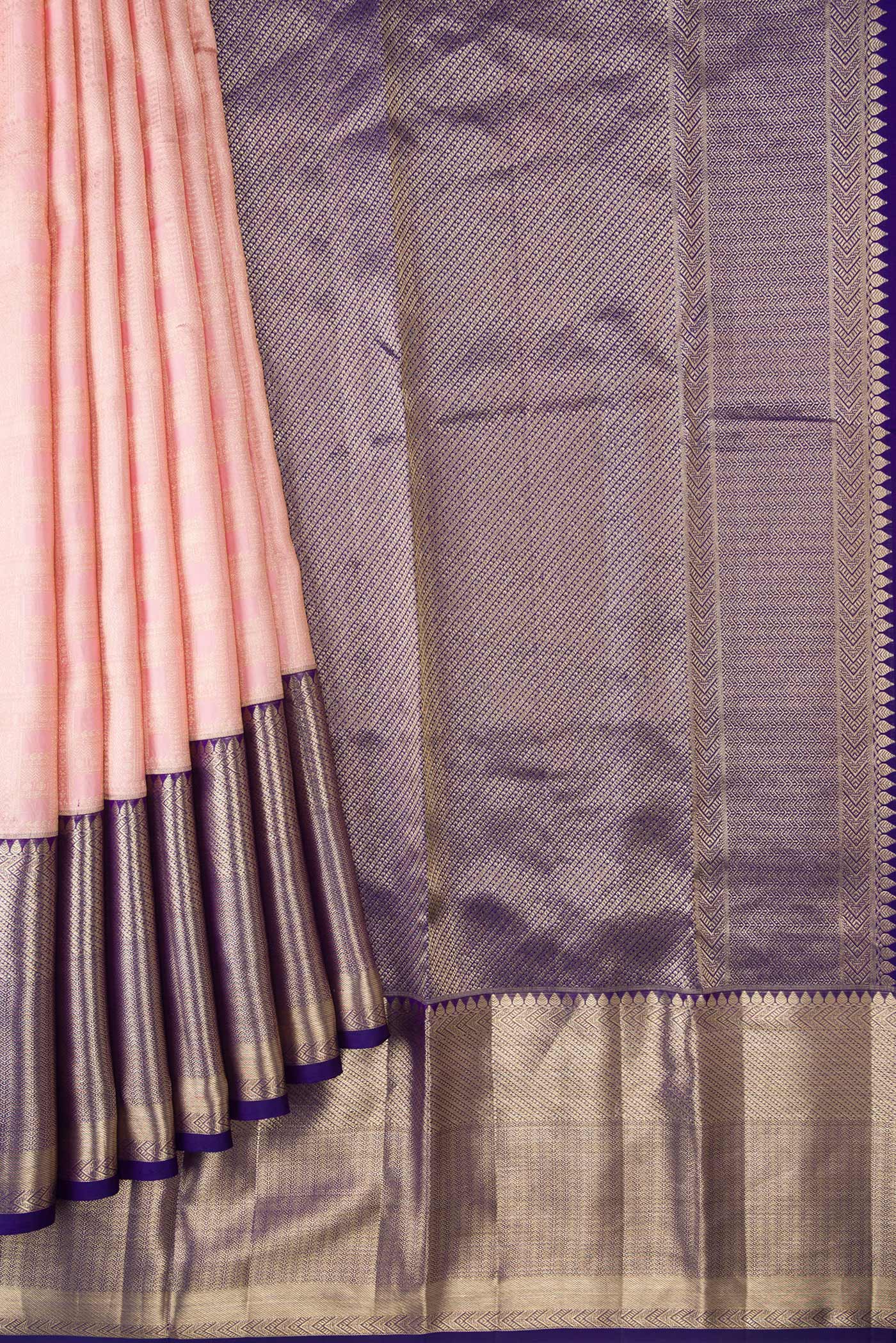 Rose pink Kanchipuram Silk Saree - Image 4