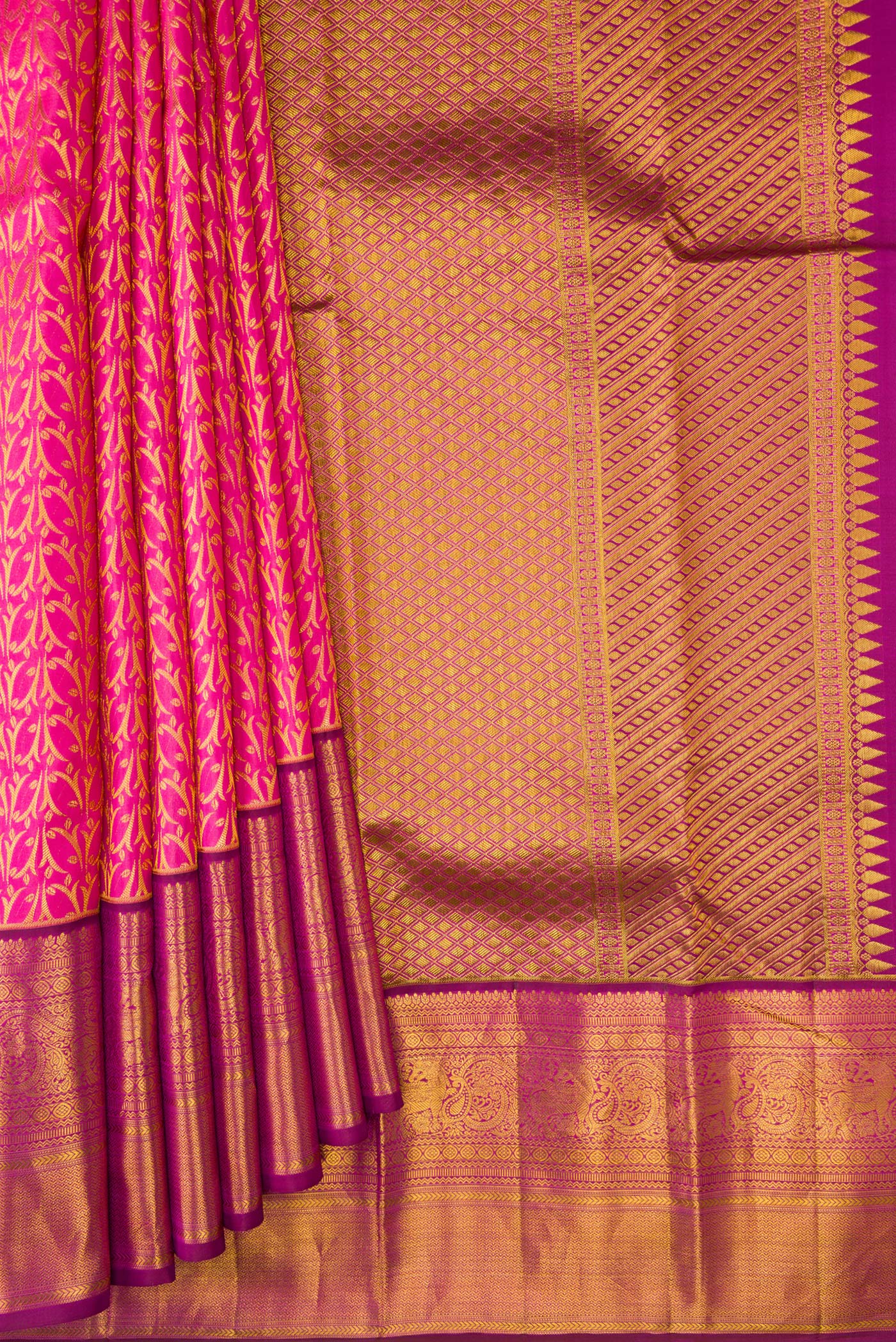 Pink Kanchipuram Silk Saree - Image 4
