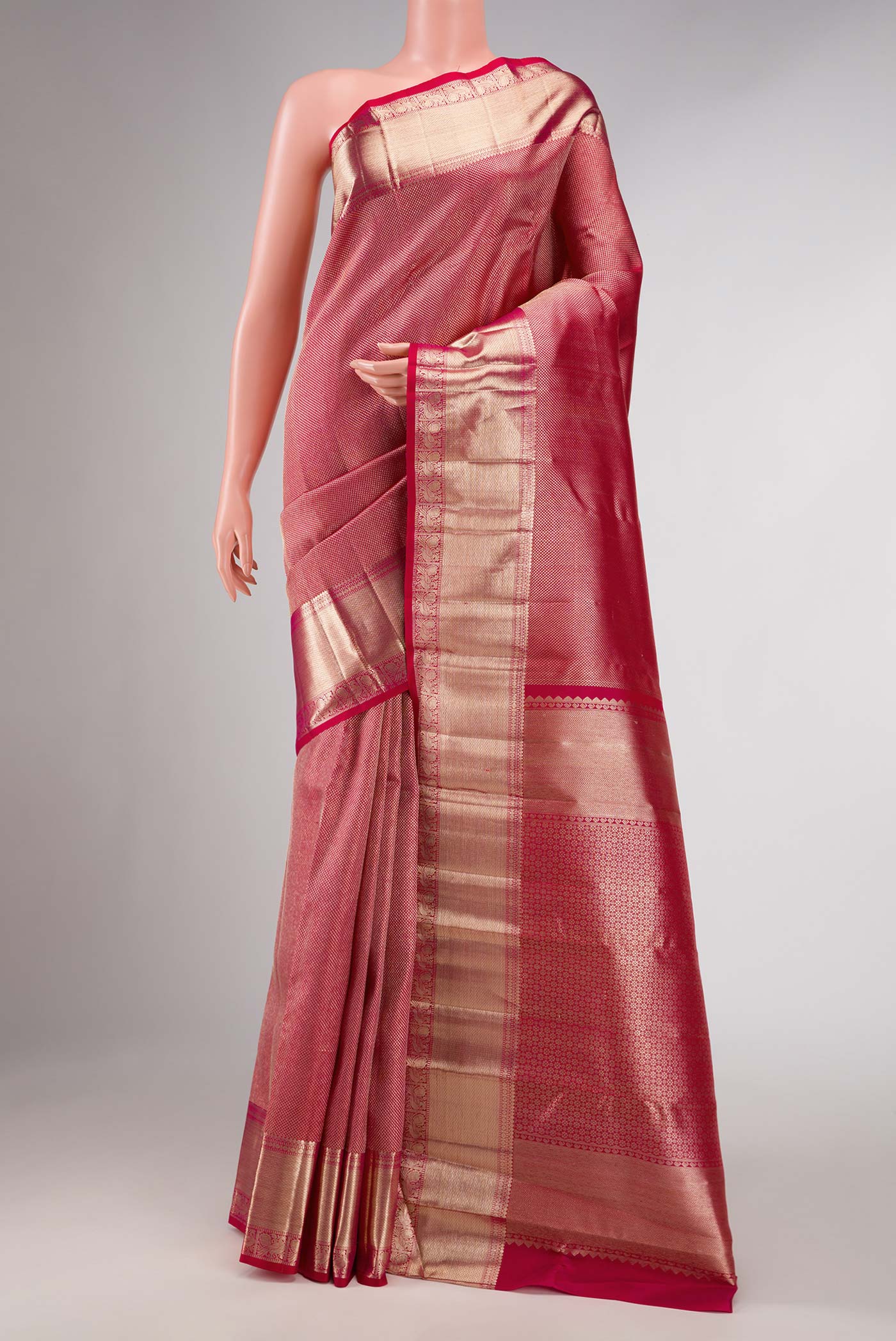 Pink Dual Tone Kanchipuram Silk Saree