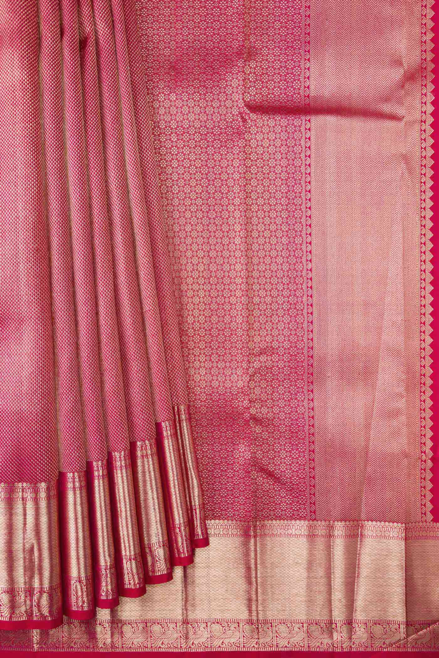 Pink Dual Tone Kanchipuram Silk Saree - Image 4