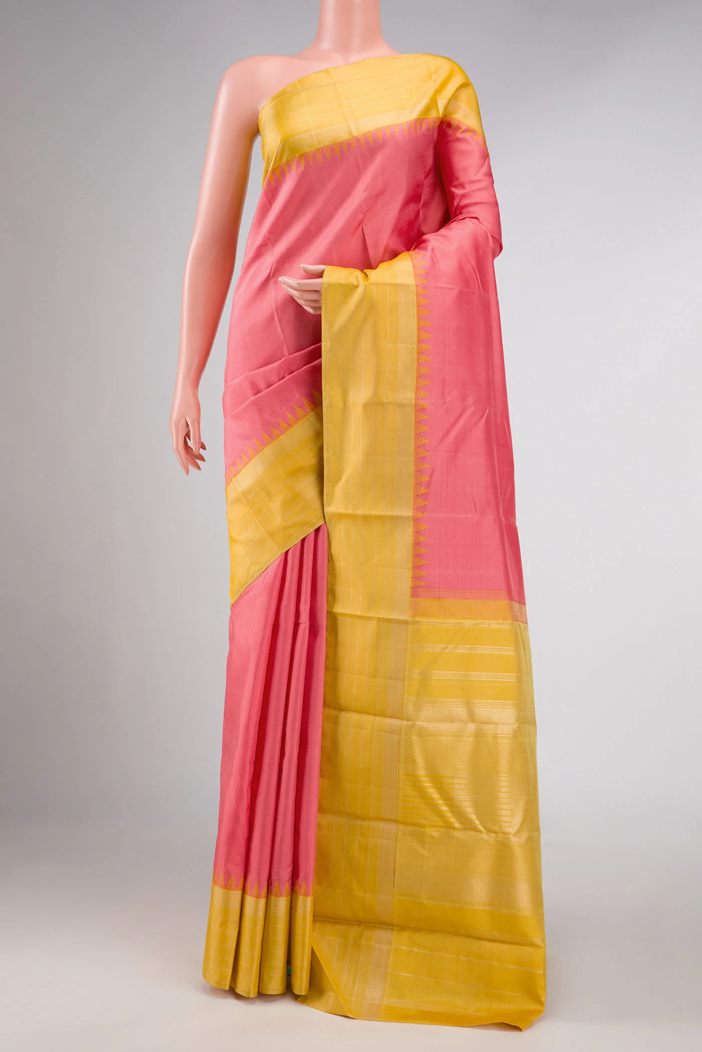 Pink Dual Tone Kanjivaram Silk Saree