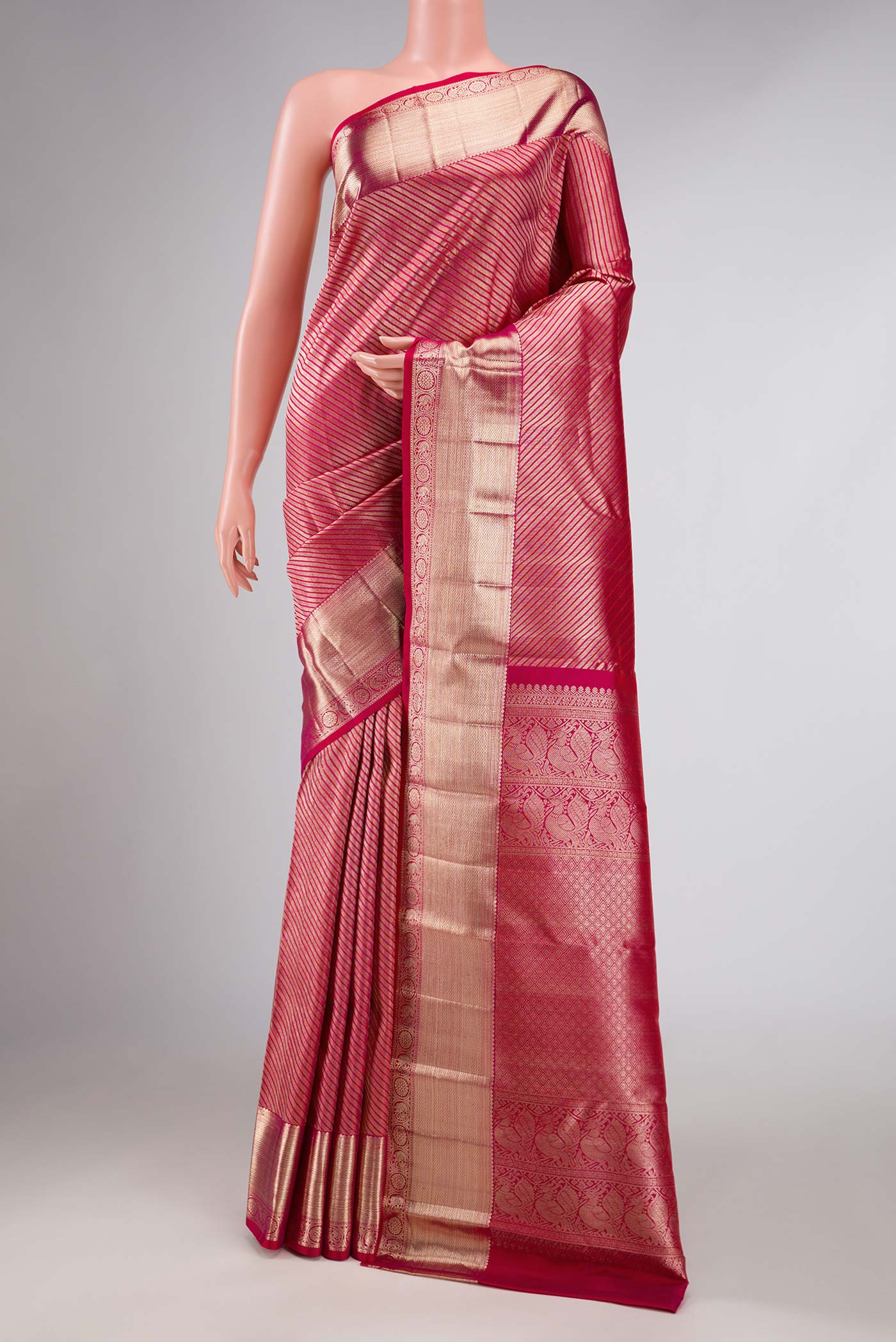 Pink Dual Tone Kanchipuram Silk Saree