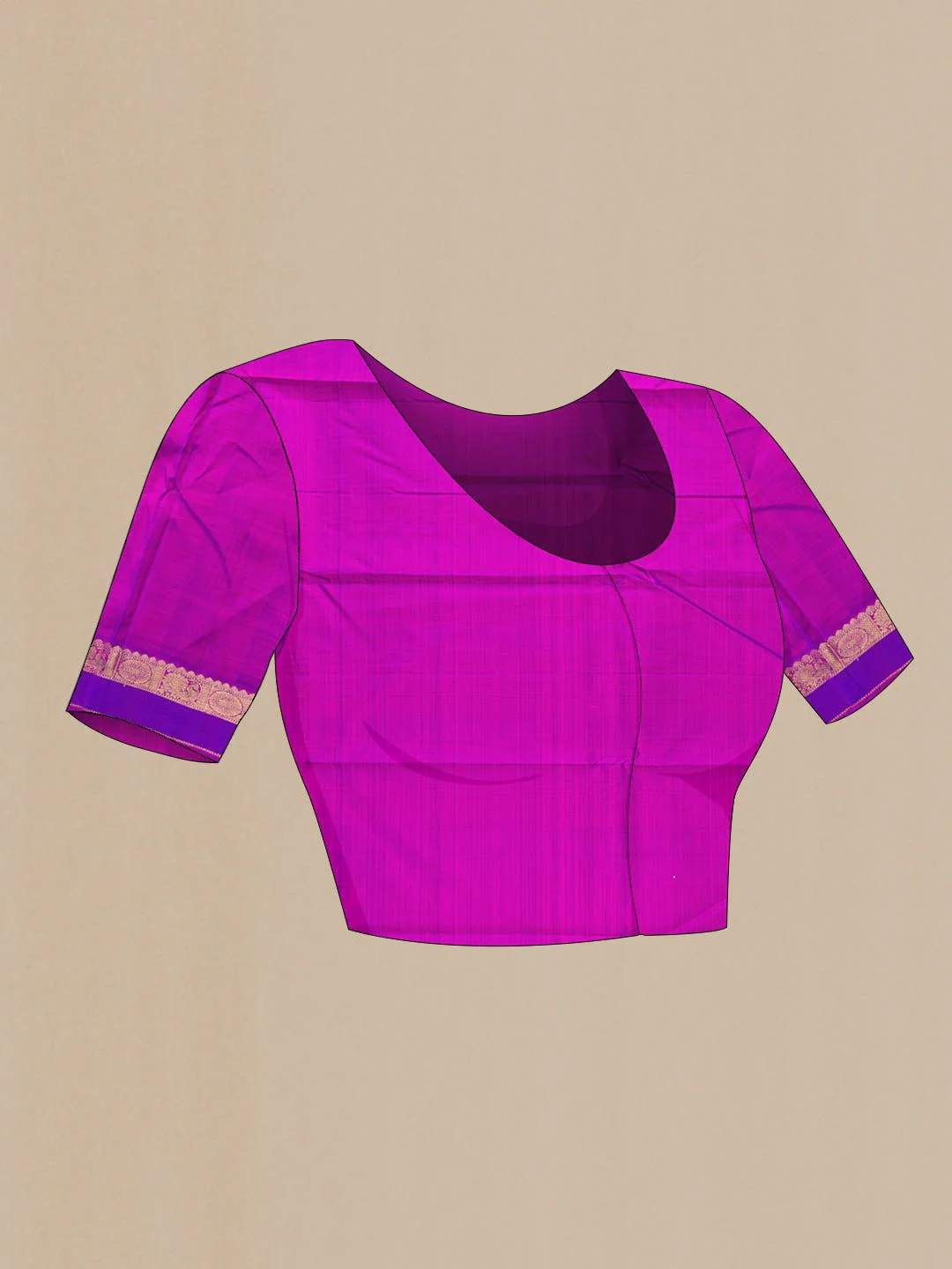 Pure Silk Pure Zari Pink Dual Tone Kanchipuram Saree - Image 6