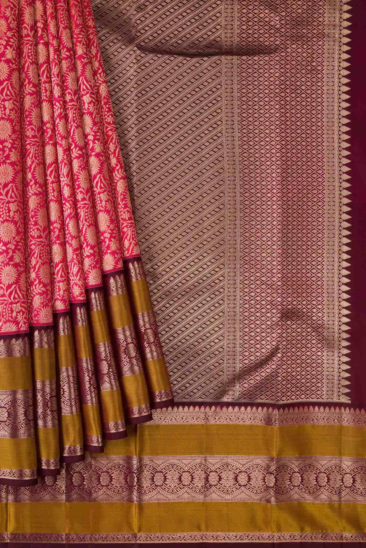 Pink Dual Tone Kanchipuram Silk Saree - Image 2