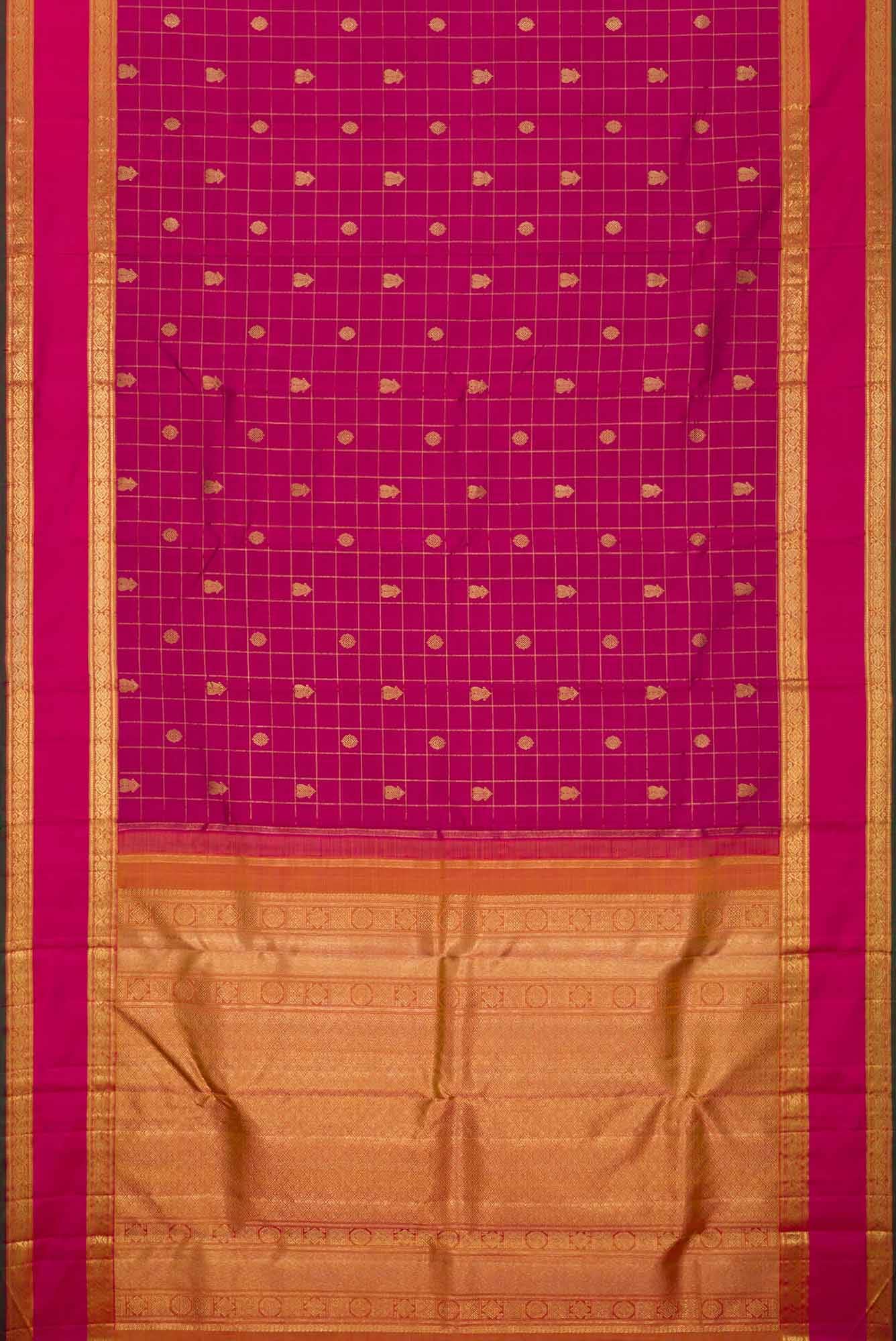 Pure Silk Pure Zari Pink Dual Tone Kanjivaram Saree - Image 4