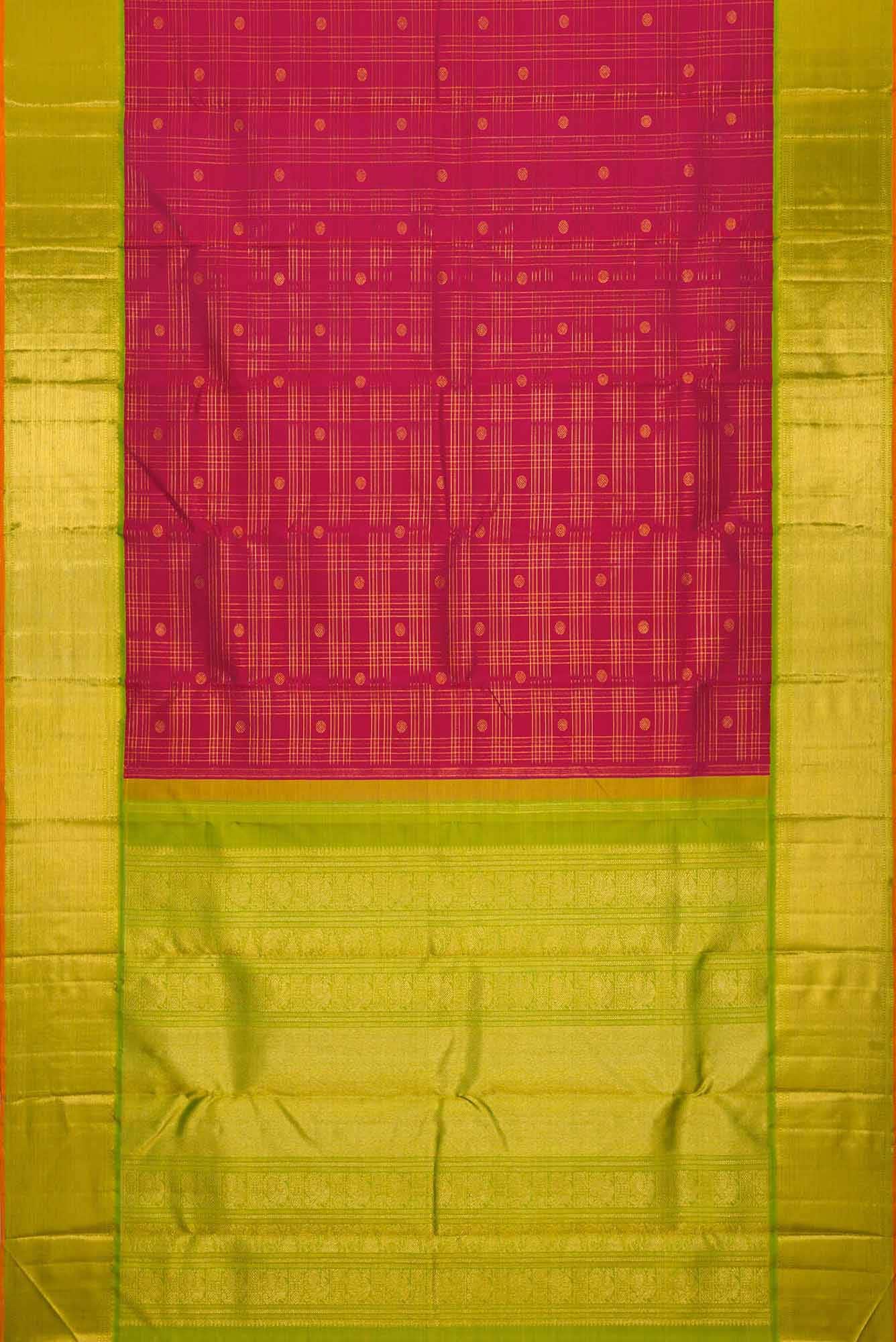 Pure Silk Pure Zari Pink Dual Tone Kanjivaram Saree - Image 4