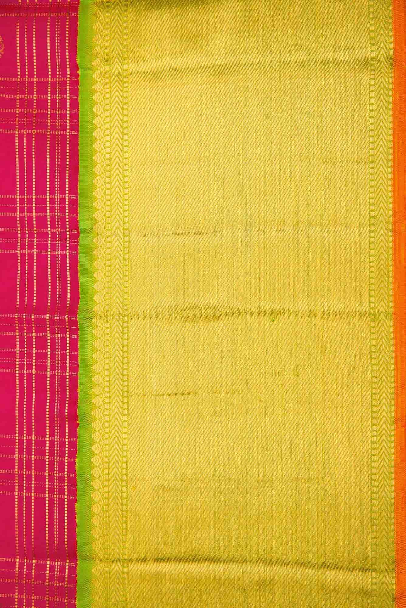 Pure Silk Pure Zari Pink Dual Tone Kanjivaram Saree - Image 5