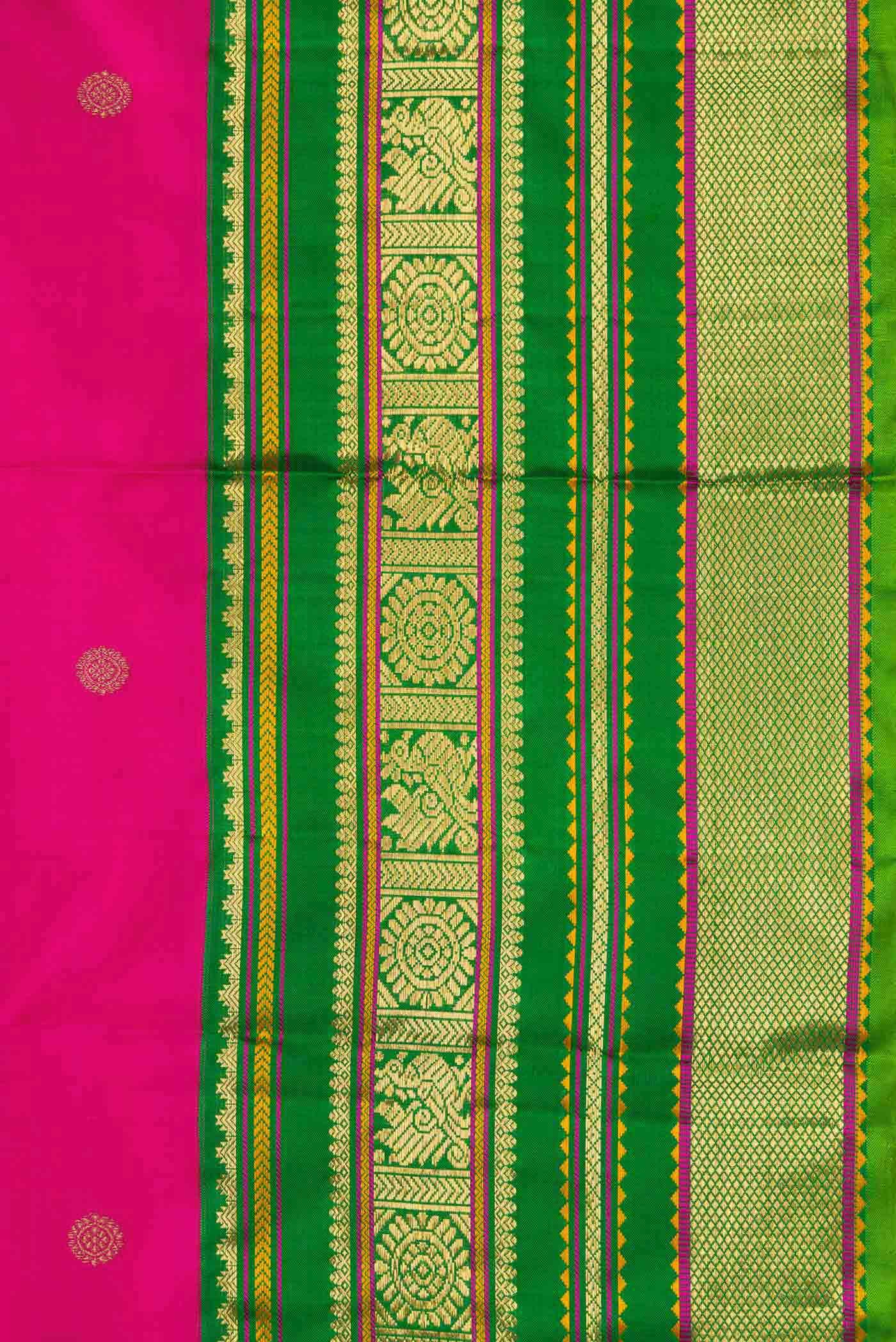 Pure Silk Pure Zari Pink Dual Tone Kanchipuram Saree - Image 6