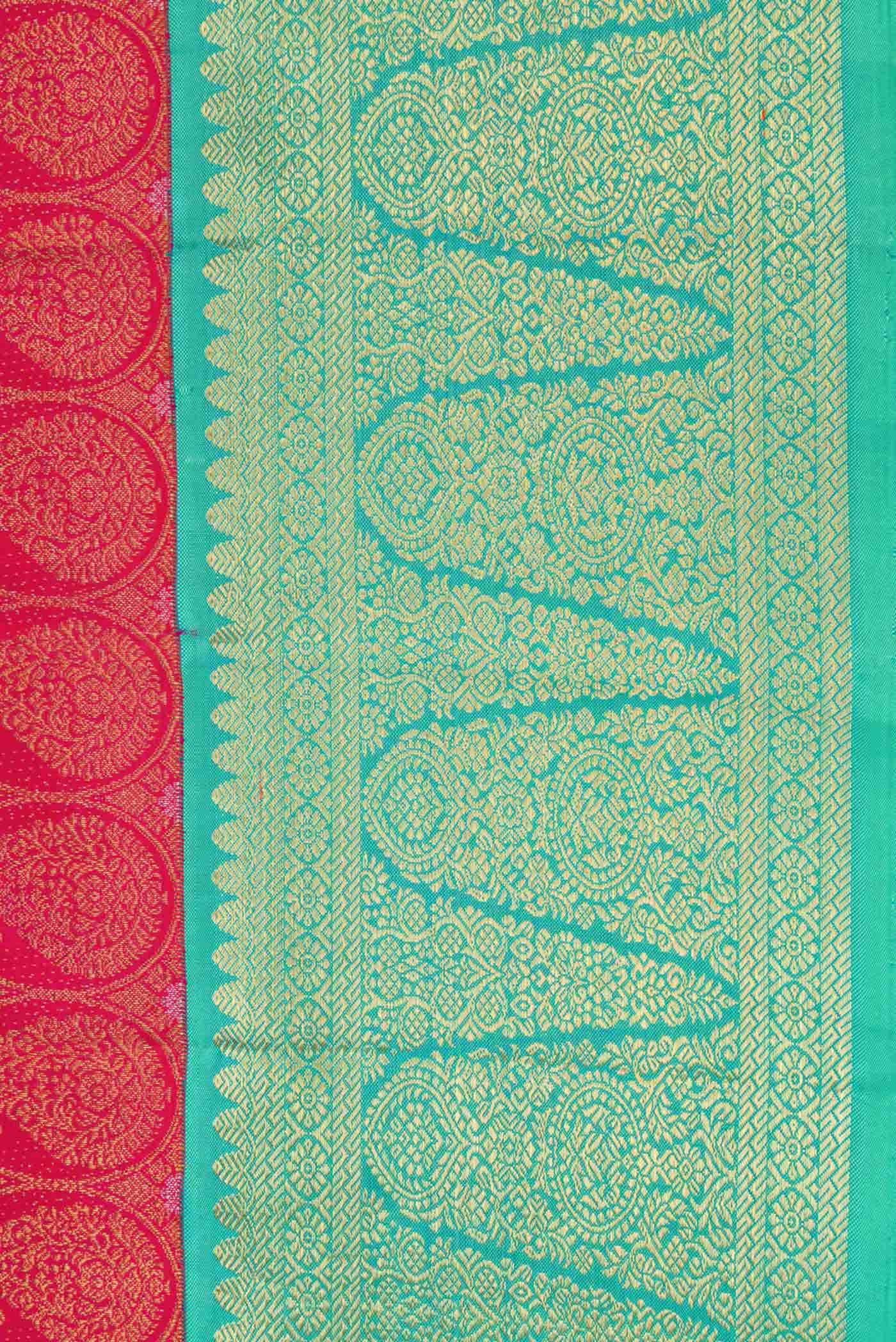 Pure Silk Pure Zari Pink Dual Tone Kanjivaram Saree - Image 6