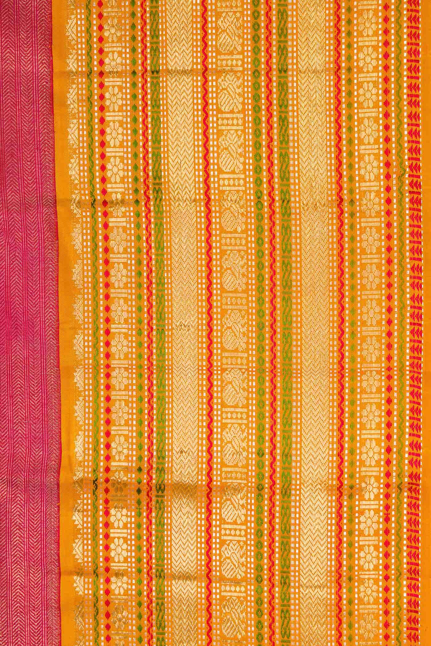 Pure Silk Pure Zari Pink Dual Tone Kanjivaram Saree - Image 6