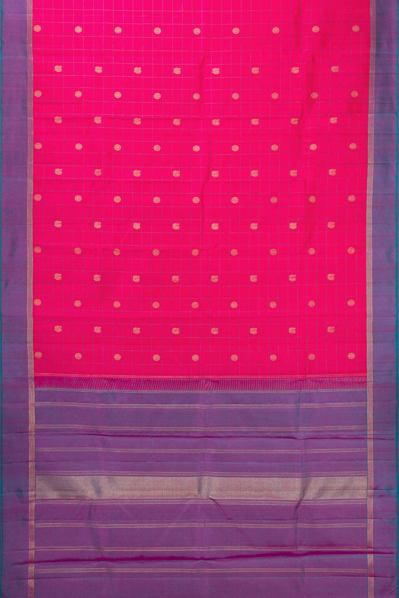 Pure Silk Pure Zari Pink Dual Tone Kanjivaram Saree - Image 4