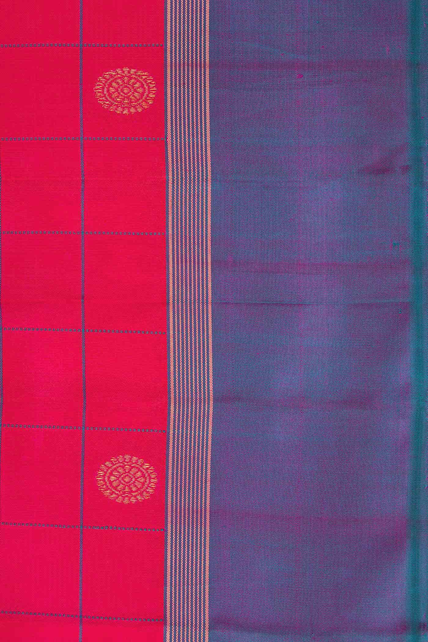 Pure Silk Pure Zari Pink Dual Tone Kanjivaram Saree - Image 5