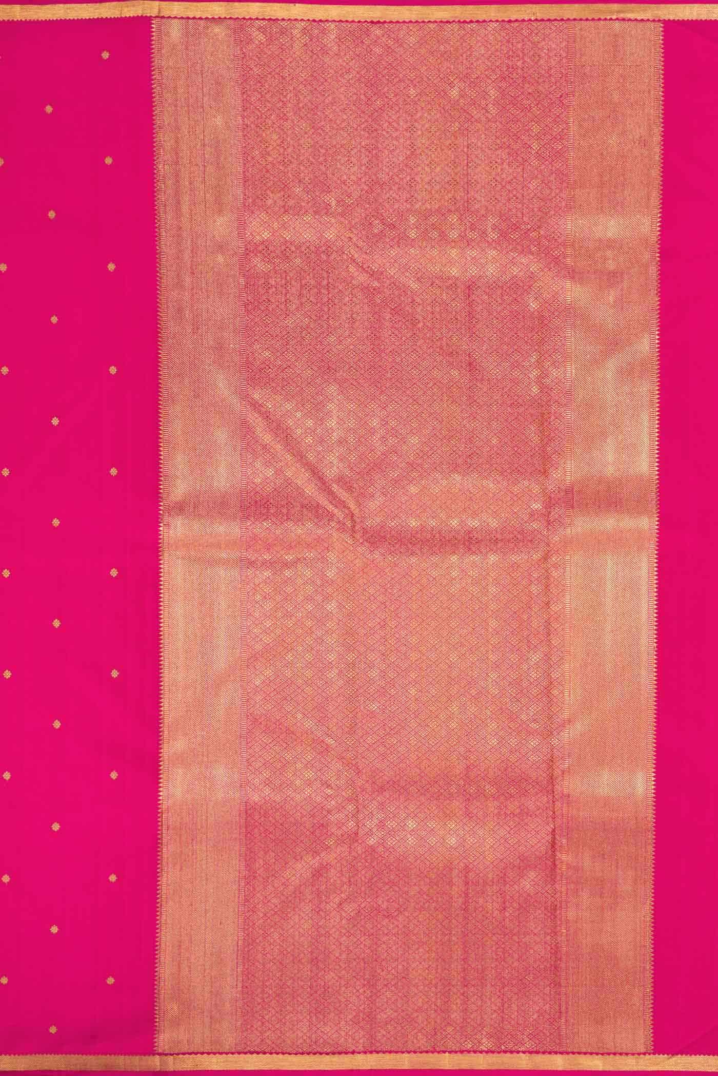 Pure Silk Pure Zari Pink Dual Tone Kanchipuram Saree - Image 5