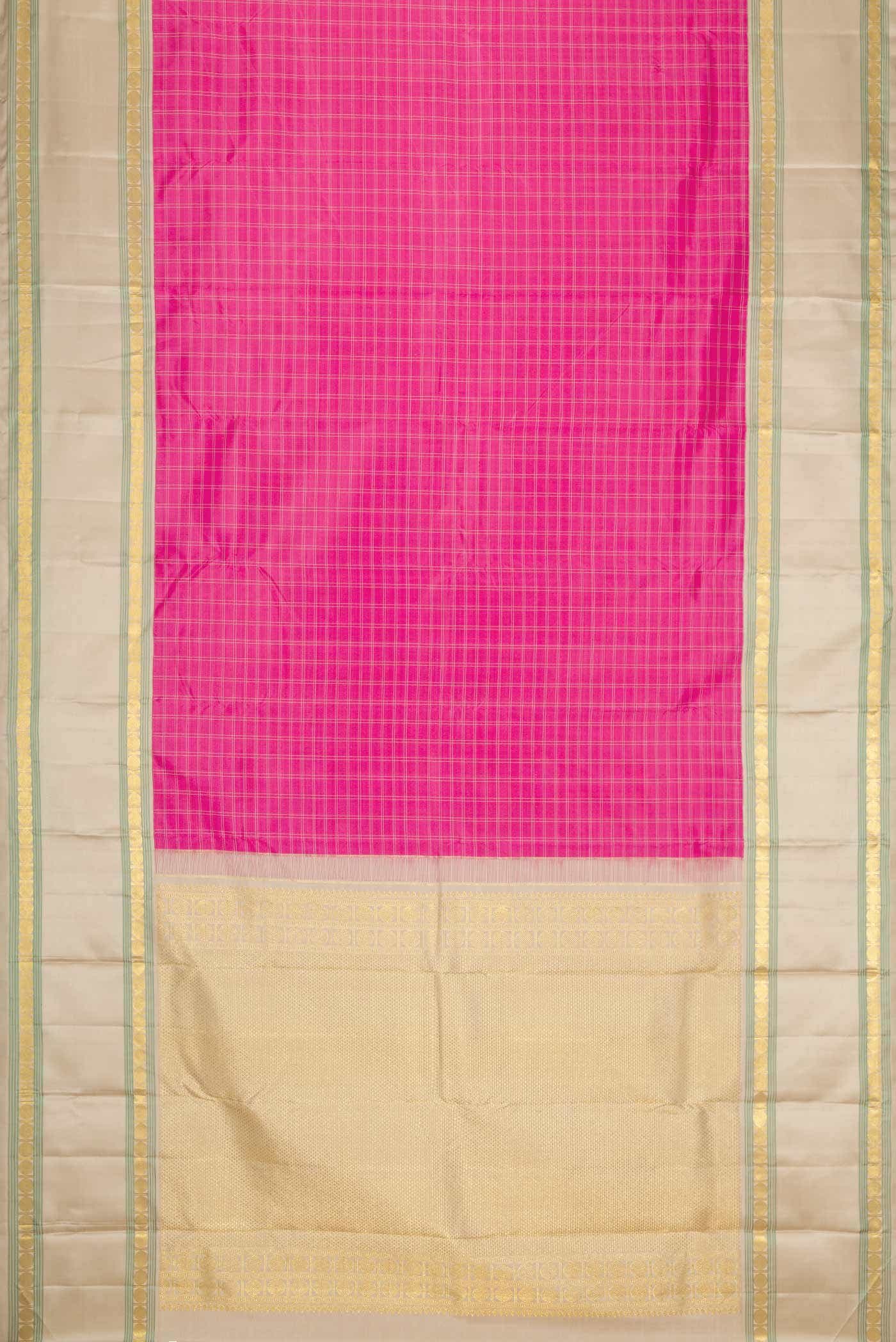 Pure Silk Pure Zari Pink Dual Tone Kanjivaram Saree - Image 4