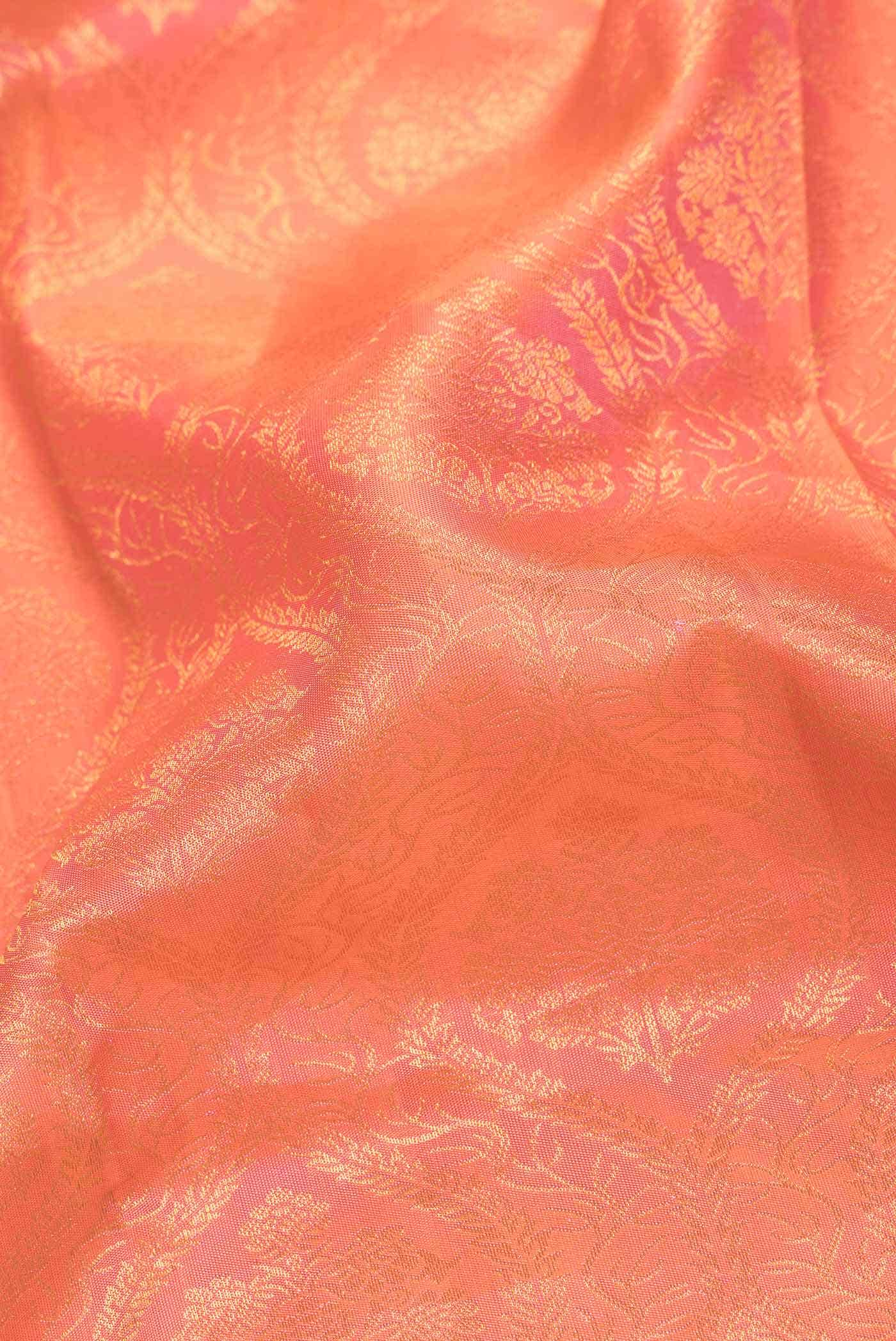Coral Kanjivaram Silk Saree - Image 2