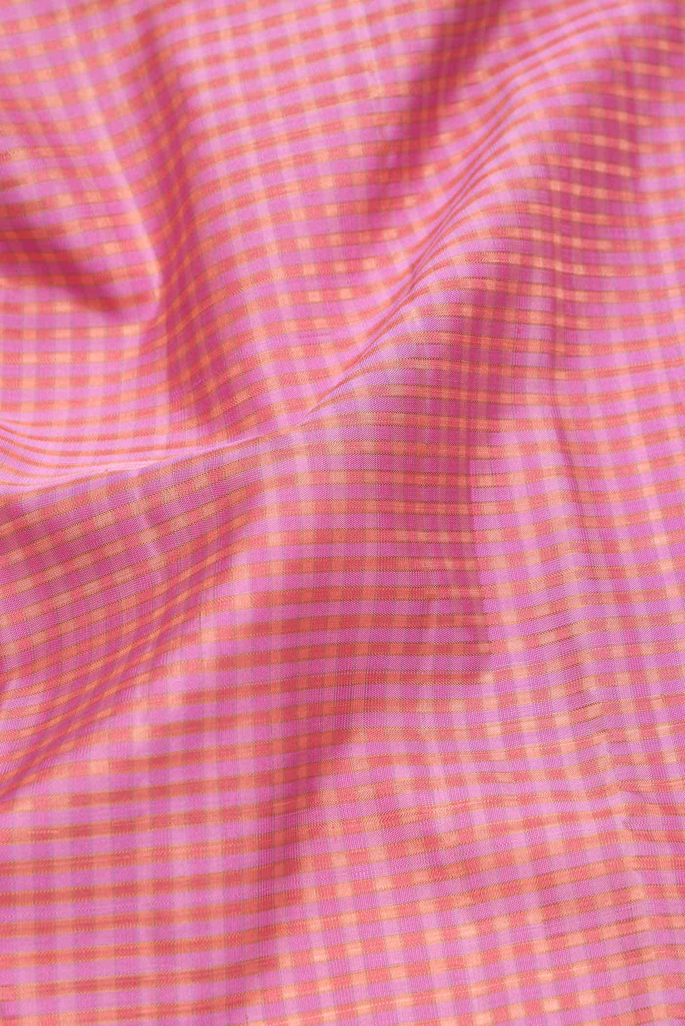 Pure Silk Pure Zari Pink Dual Tone Kanchipuram Saree - Image 3