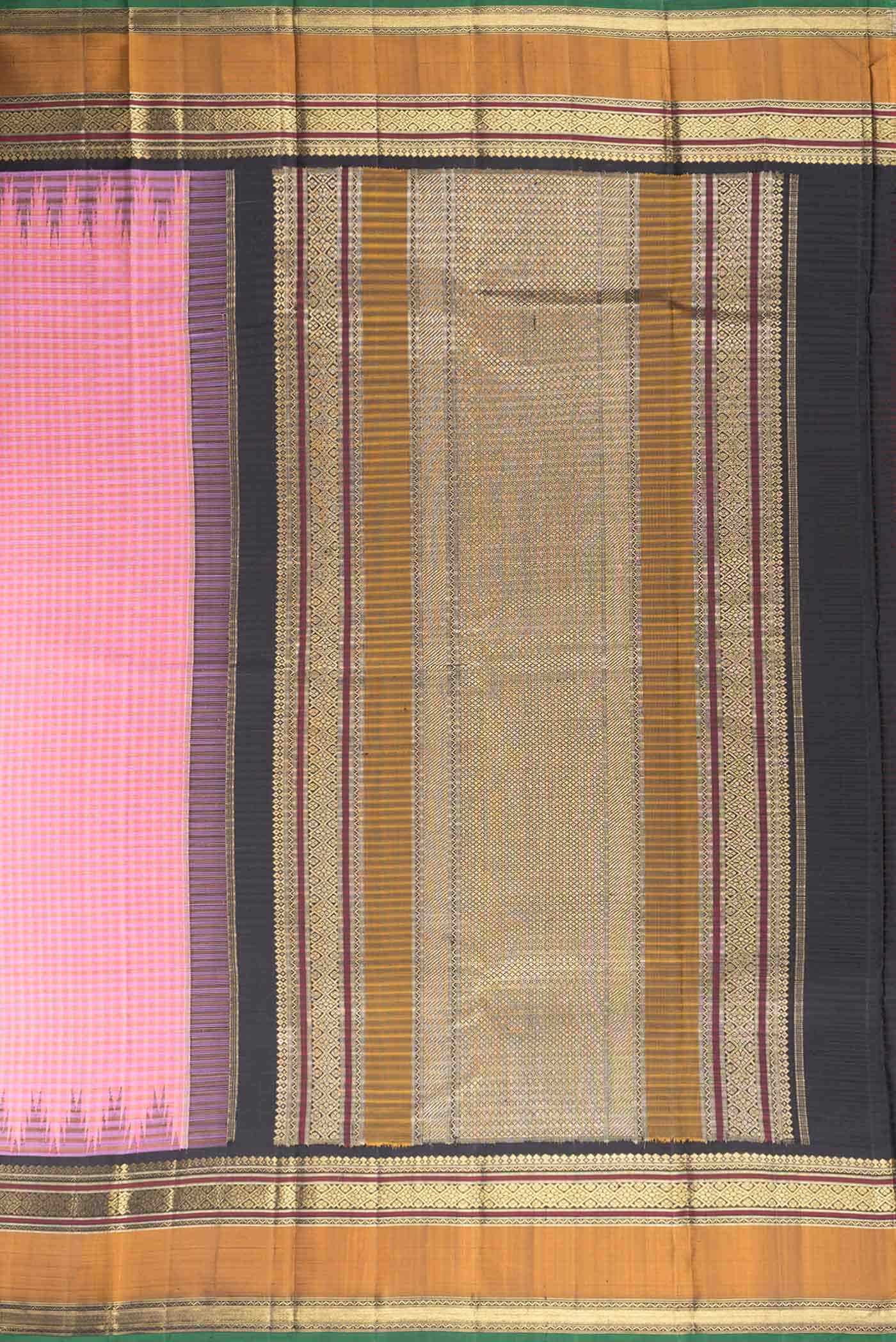 Pure Silk Pure Zari Pink Dual Tone Kanchipuram Saree - Image 5