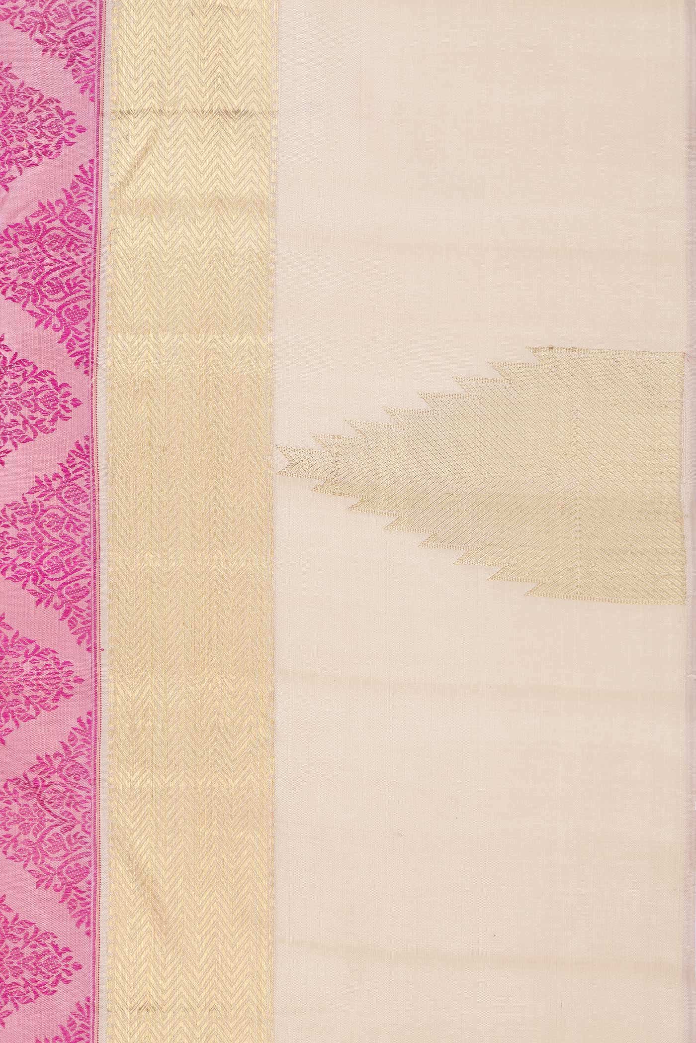 Pure Silk Pure Zari Pink Dual Tone Kanjivaram Saree - Image 6