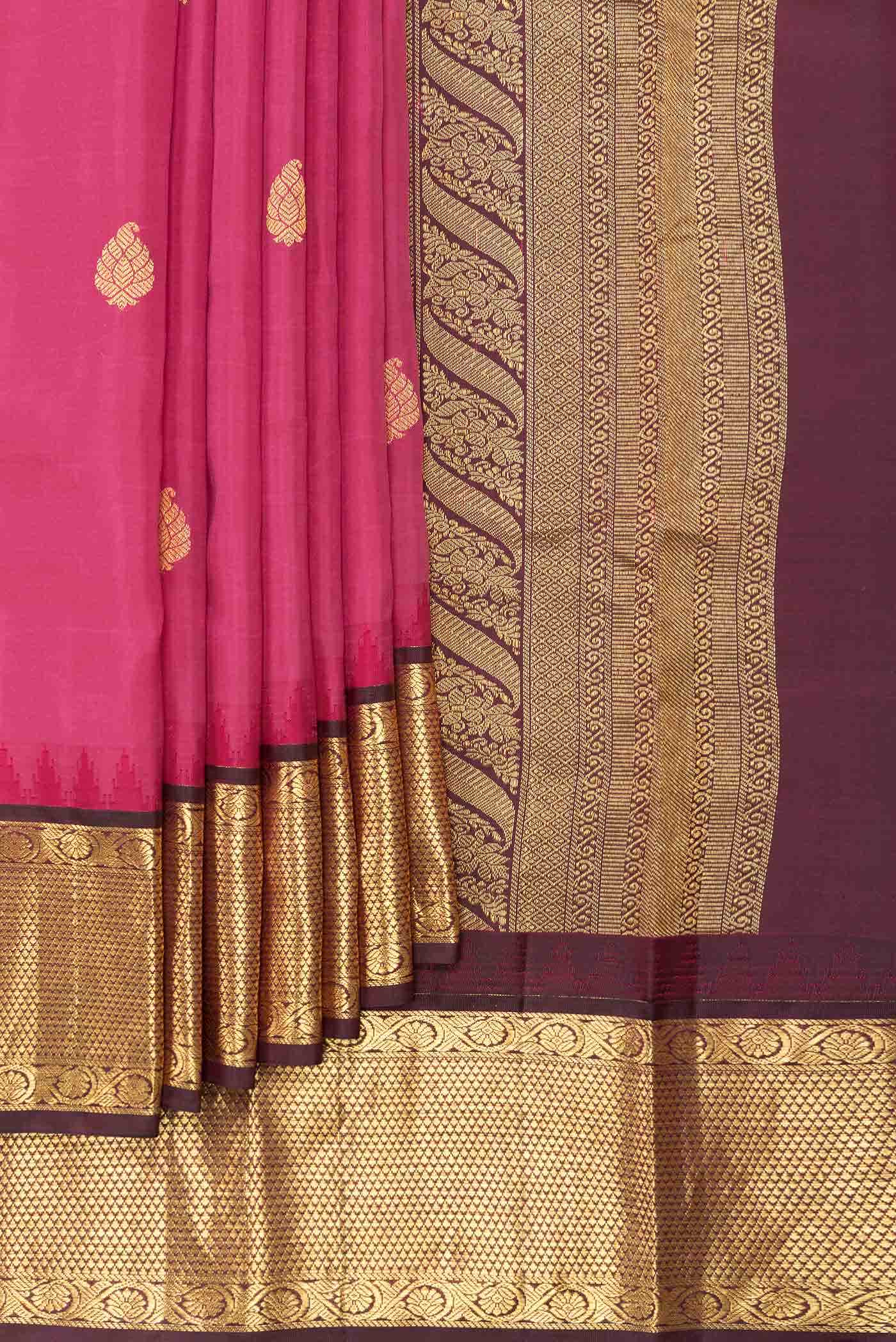 Pink Dual Tone Kanjivaram Silk Saree - Image 2