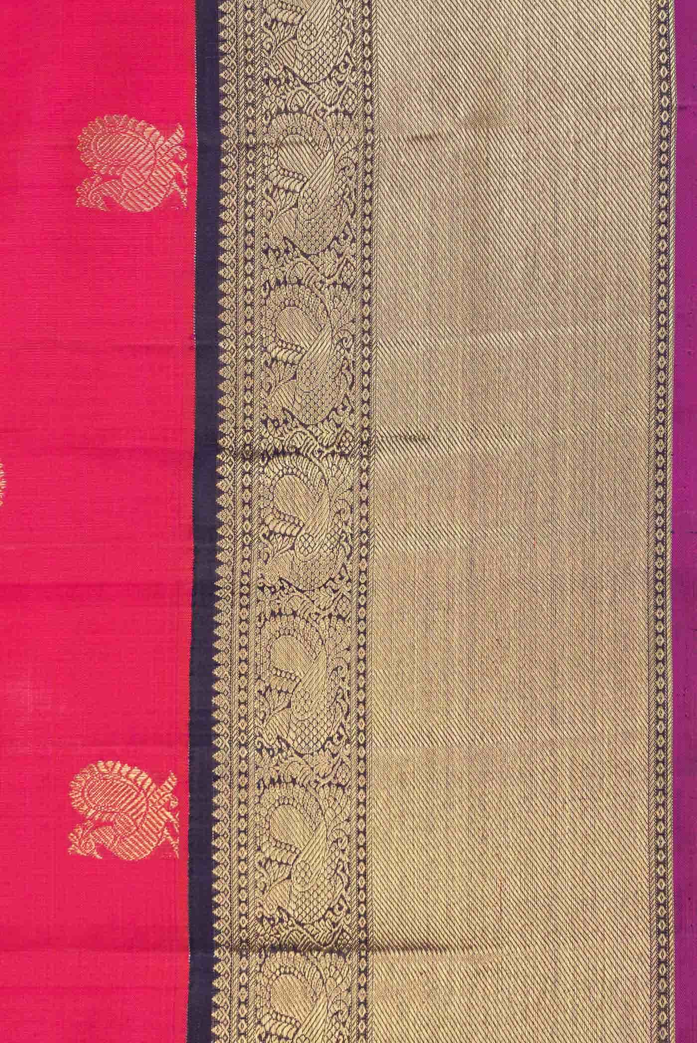 Pure Silk Pure Zari Pink Dual Tone Kanjivaram Saree - Image 6