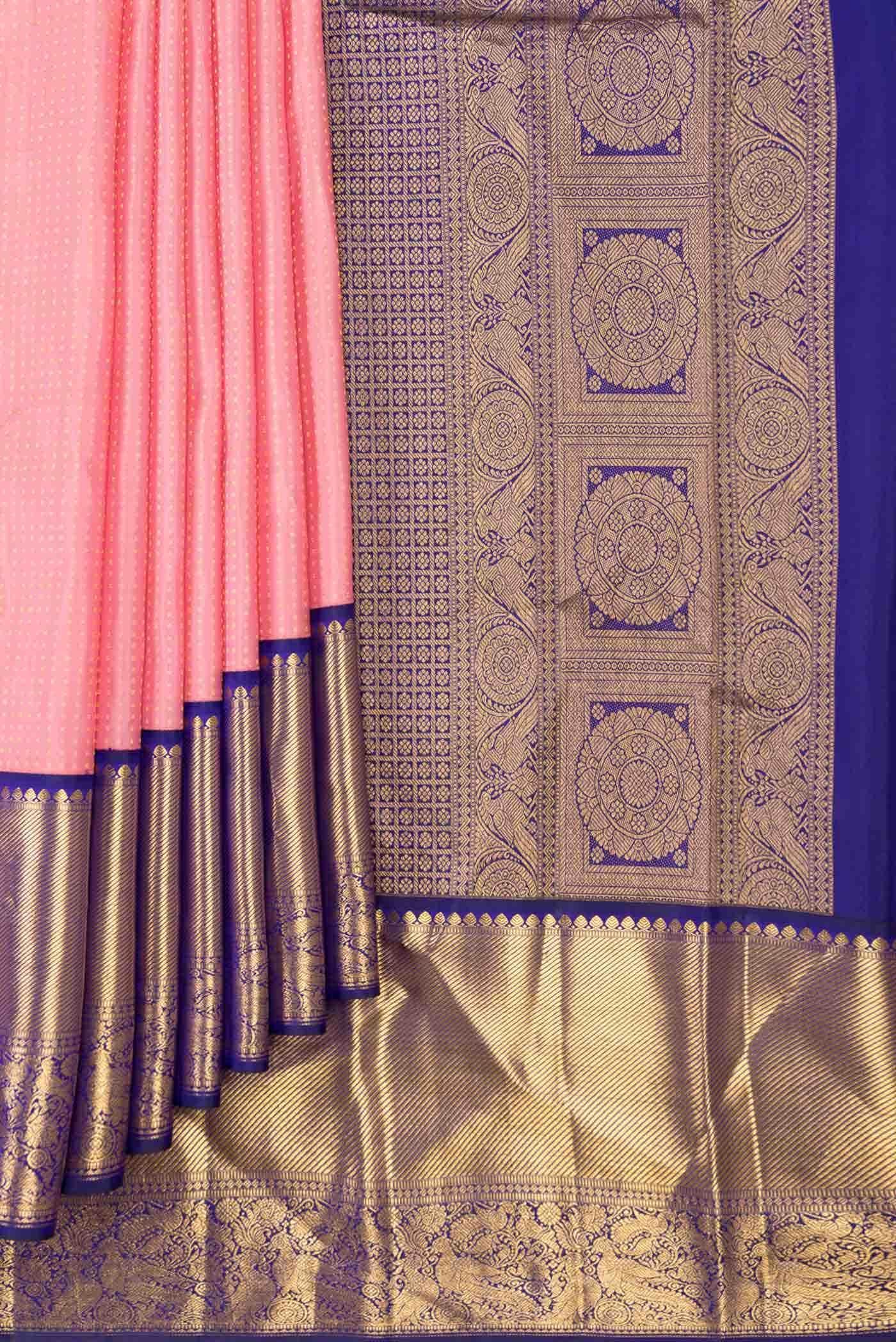 Pink Dual Tone Kanjivaram Silk Saree - Image 2