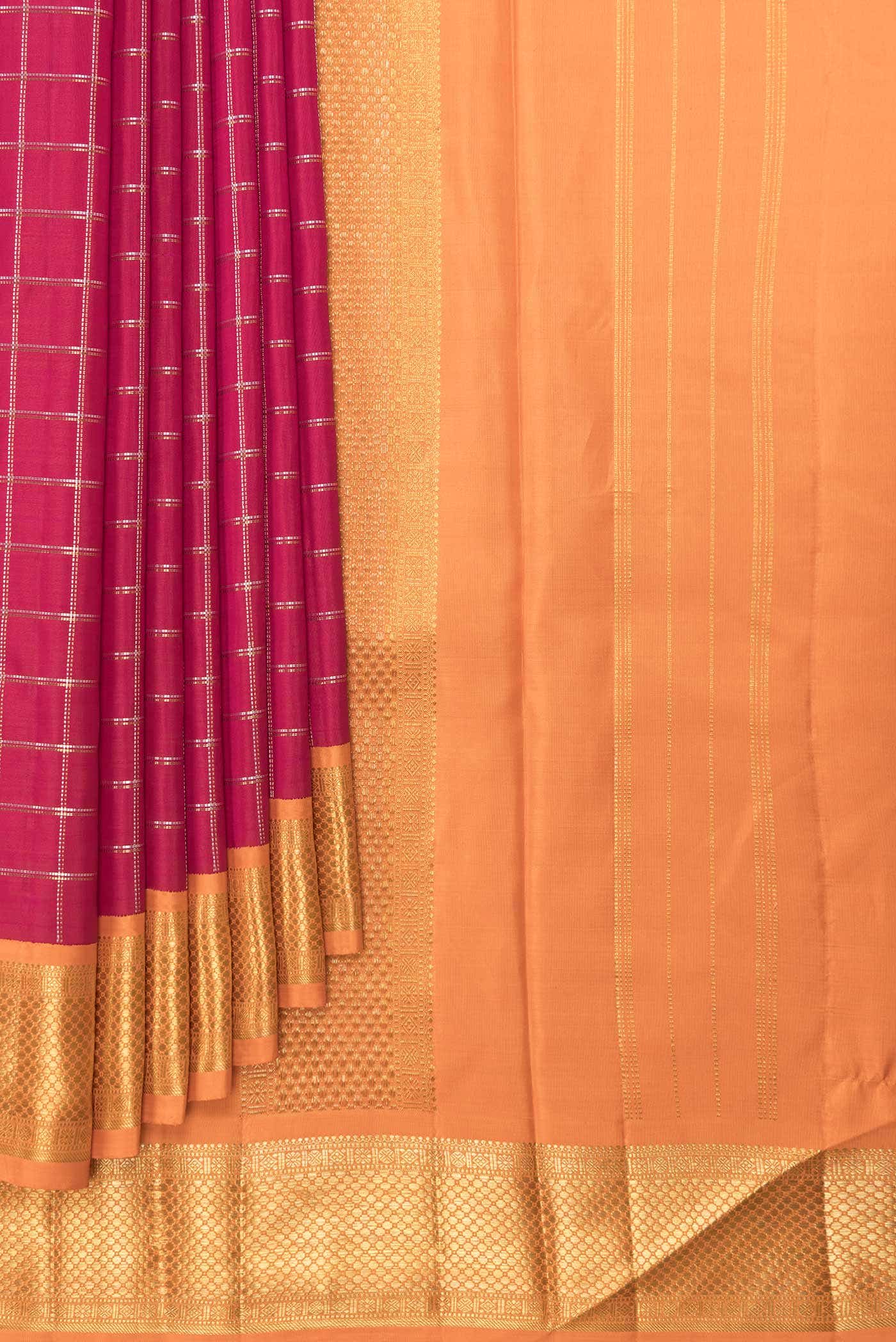 Pure Silk Pure Zari Pink Dual Tone Kanchipuram Saree - Image 2
