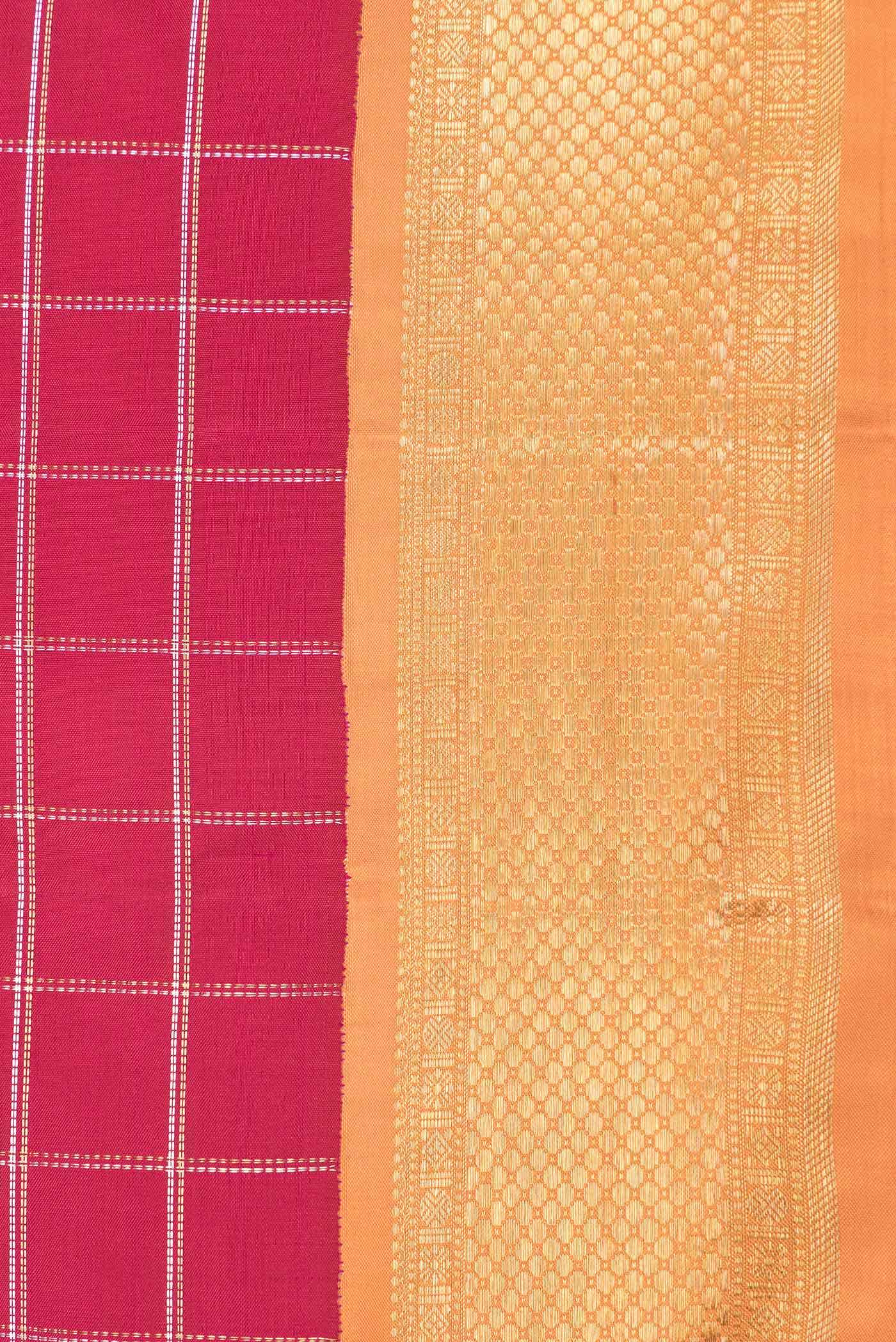 Pure Silk Pure Zari Pink Dual Tone Kanchipuram Saree - Image 6