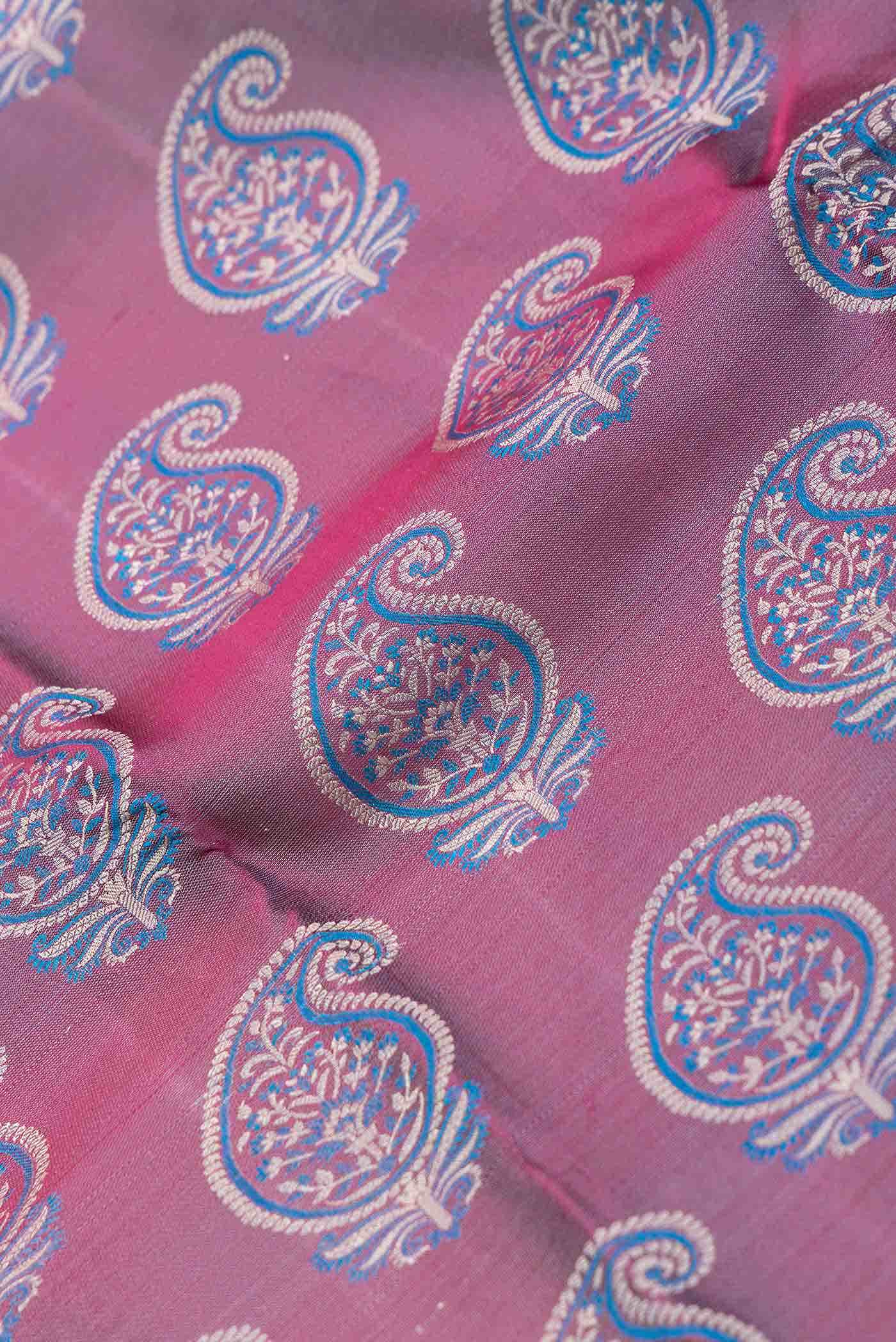 Pink Dual Tone Kanjivaram Silk Saree - Image 3