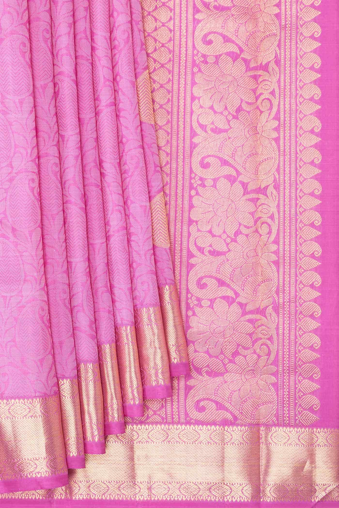 Pink Dual Tone Kanjivaram Silk Saree - Image 2