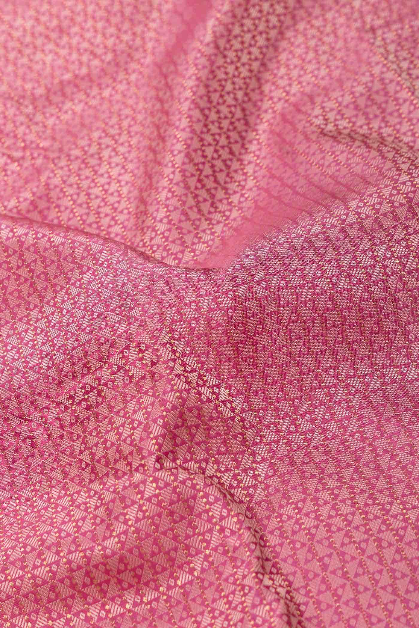 Pure Silk Pure Zari Pink Dual Tone Kanchipuram Saree - Image 3