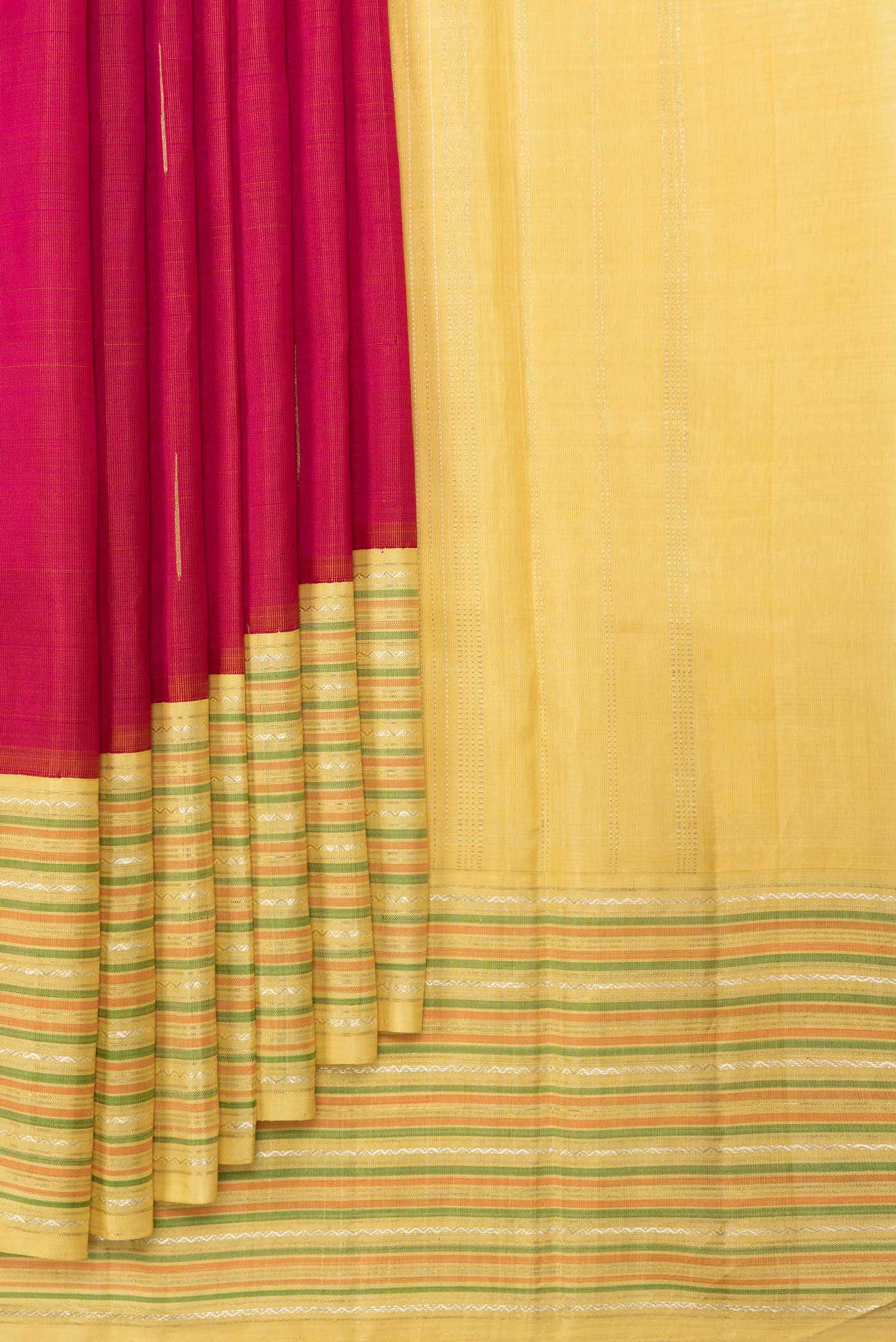 Pure Silk Pure Zari Pink Dual Tone Kanjivaram Saree - Image 2