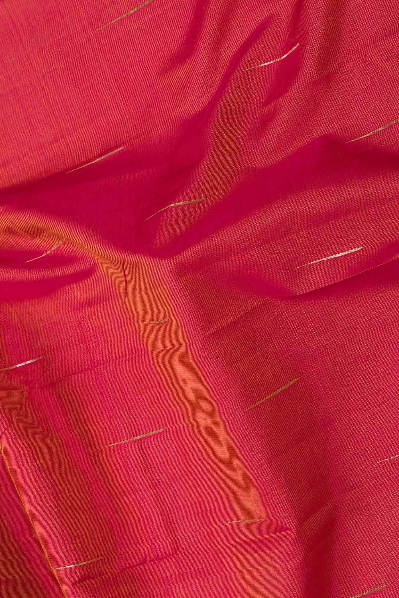Pure Silk Pure Zari Pink Dual Tone Kanjivaram Saree - Image 3